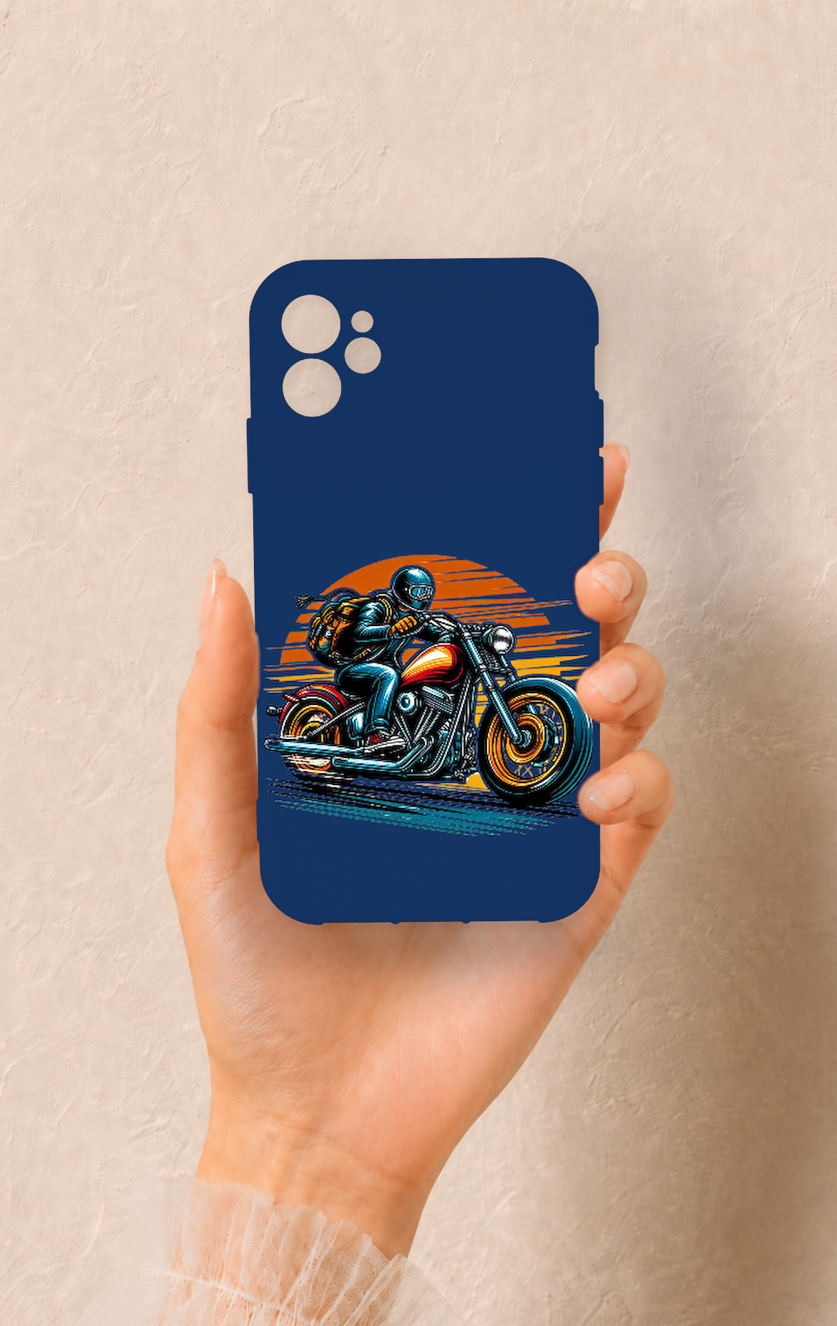 iPhone 11 Uyumlu Moto Rider Desenli Silikon Kılıf