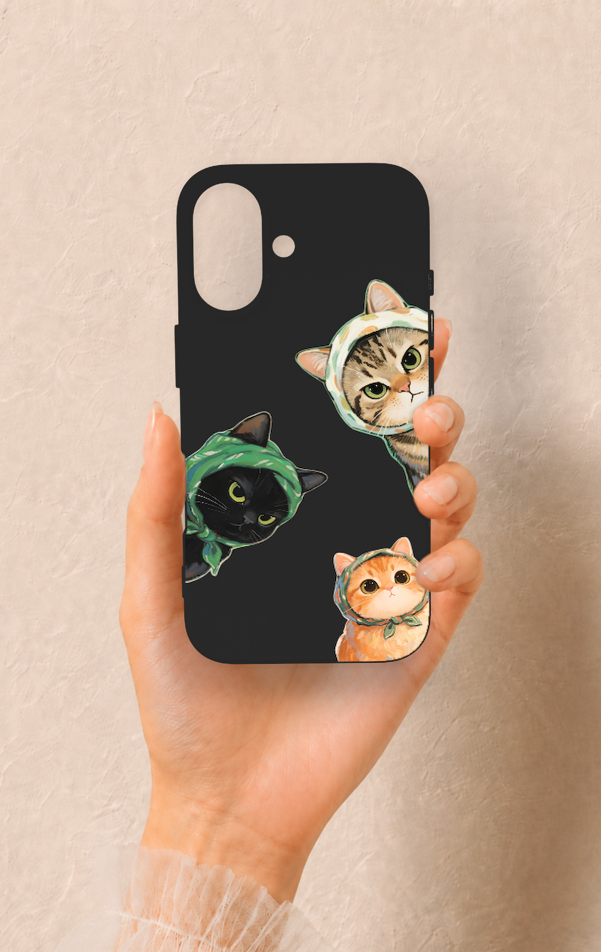 iPhone 16 Uyumlu Kedi Ekibi Desenli Silikon Kılıf