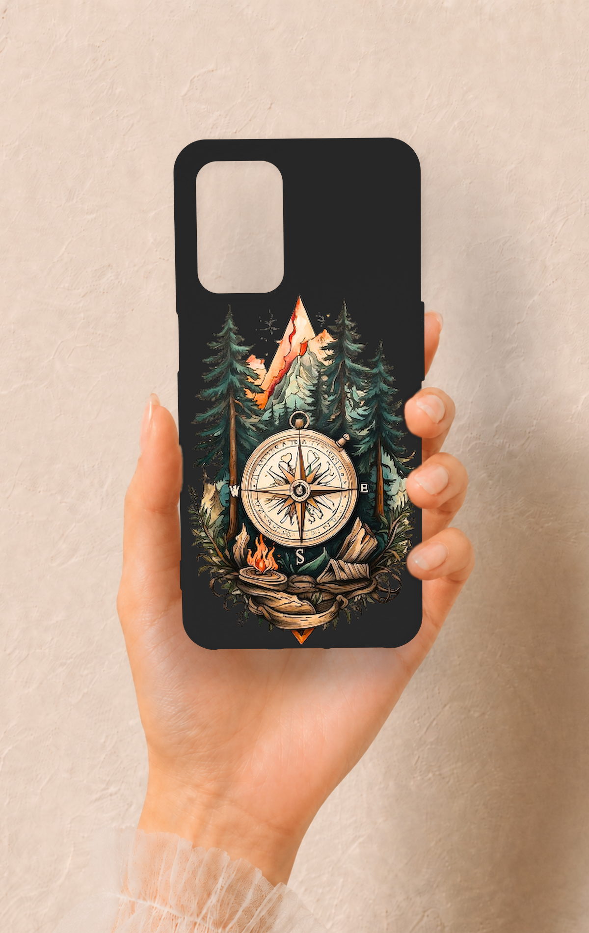 Oppo A54 Uyumlu Pusula Orman Desenli Silikon Kılıf