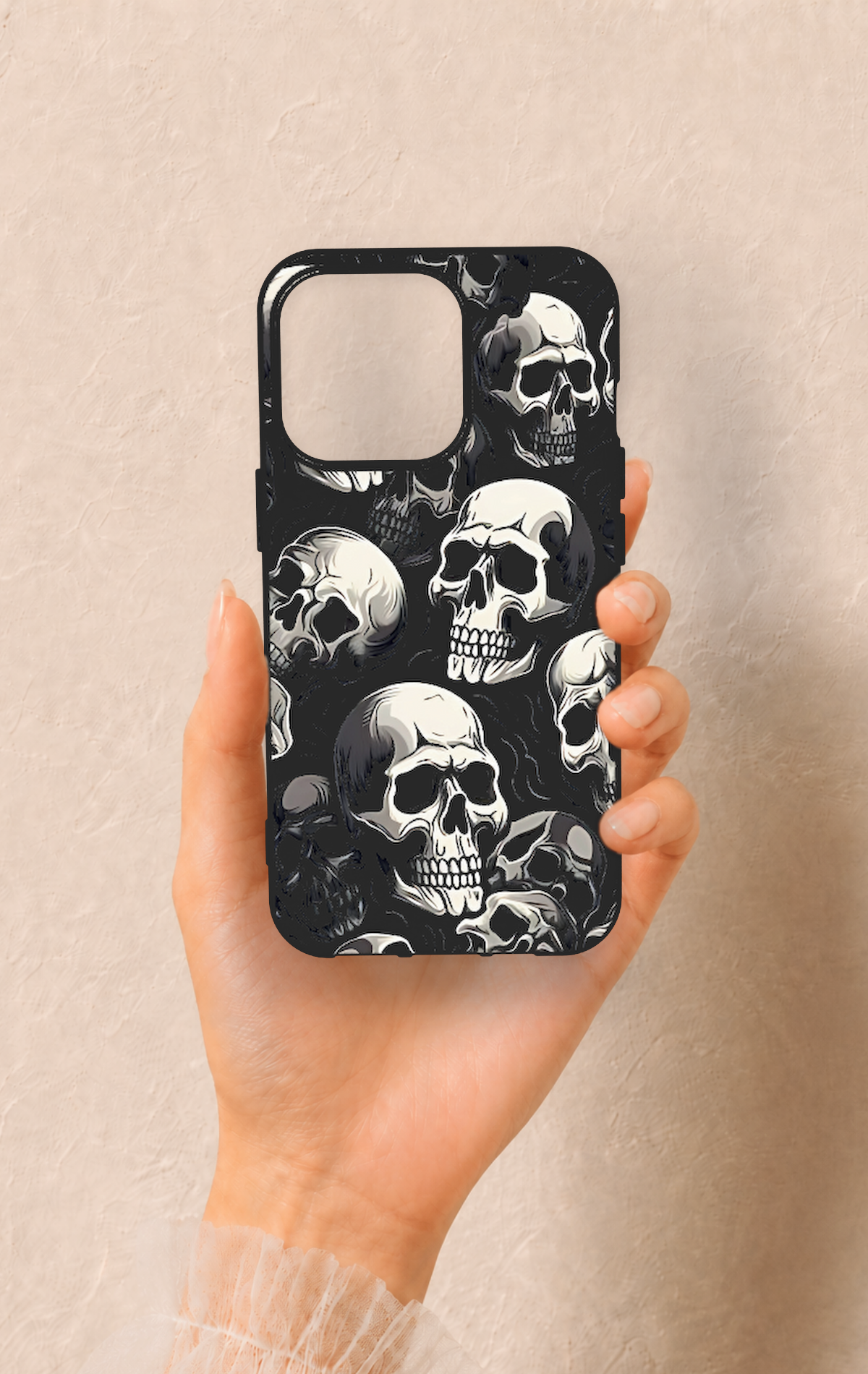 iPhone 13 Pro Uyumlu Kuru Kafa Desenli Silikon Kılıf