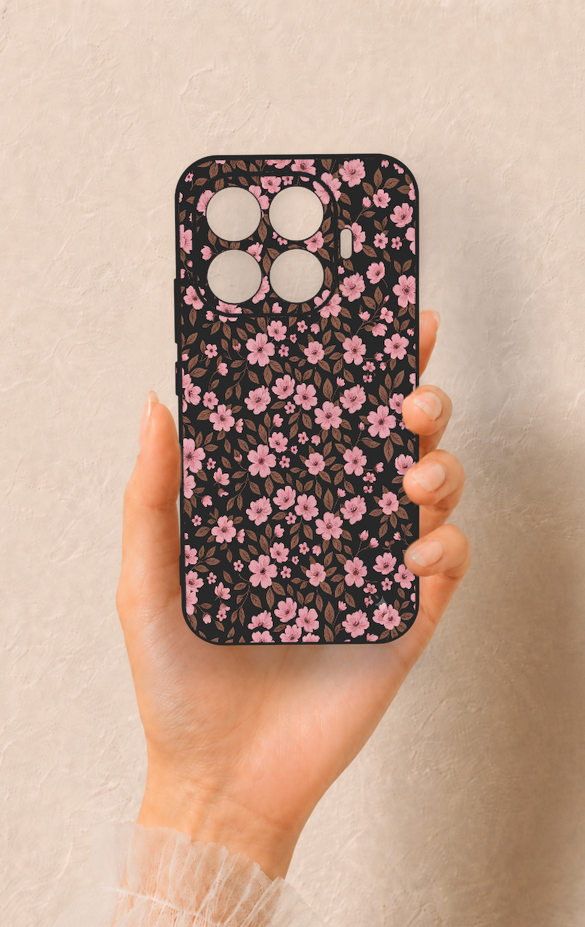 Mi 17T 5G Uyumlu Mini Pembe Çiçek Desenli Silikon Kılıf