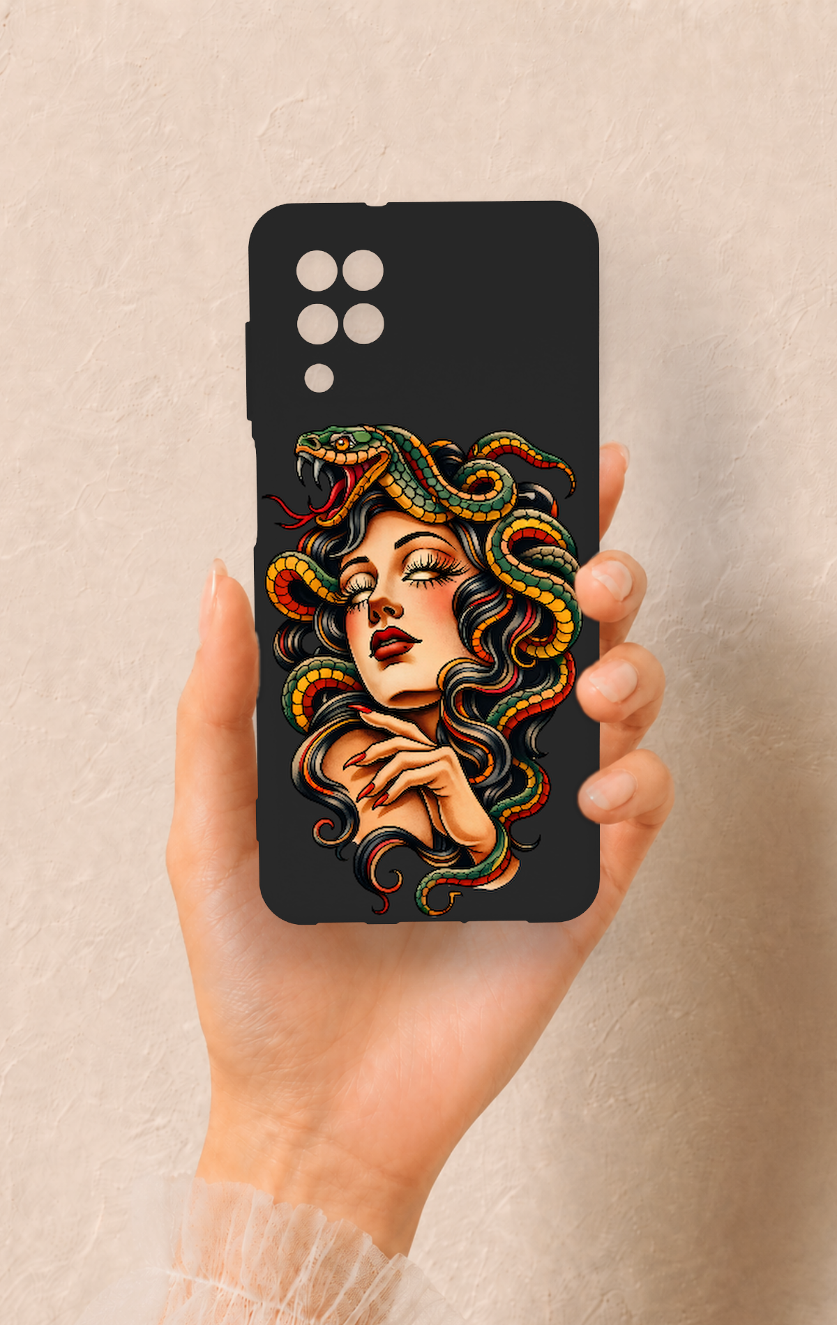 Samsung A12 Uyumlu Medusa Desenli Silikon Kılıf