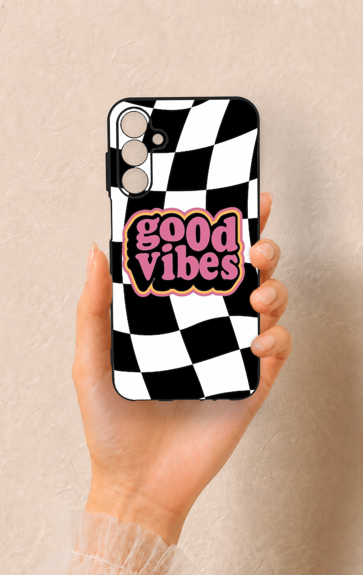 Samsung A15 Uyumlu Black Good Vibes Desenli Silikon Kılıf