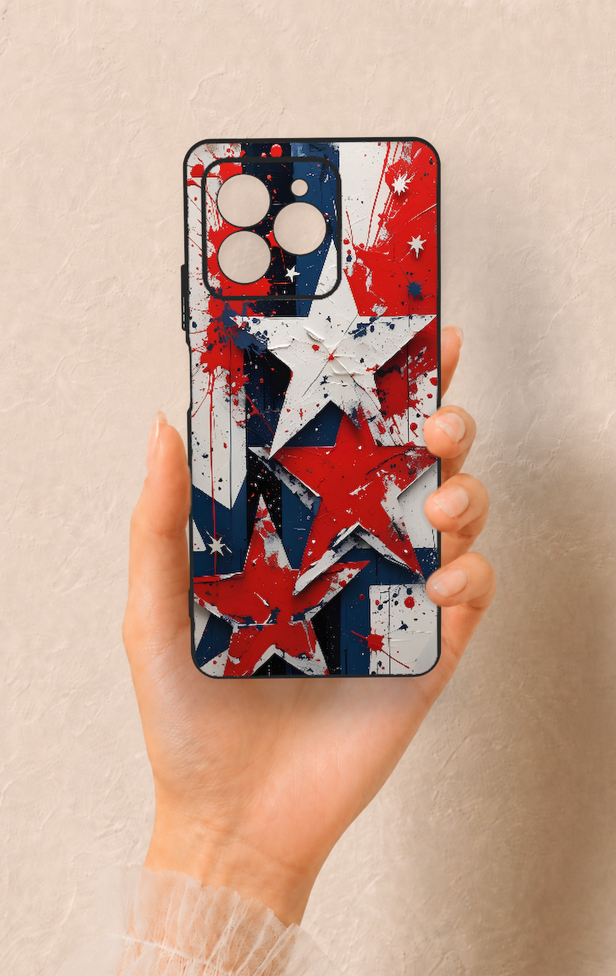 Omix X7 Uyumlu Star Flag Desenli Silikon Kılıf