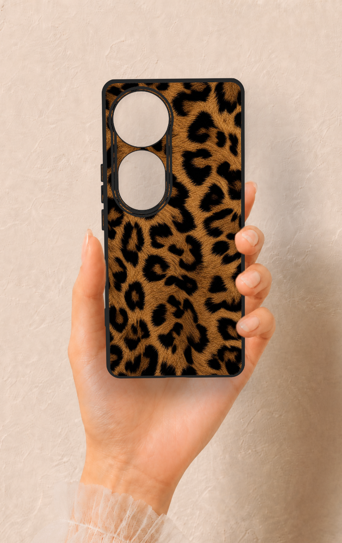 Vivo V40 Uyumlu Koyu Leopar Deri Desenli Silikon Kılıf