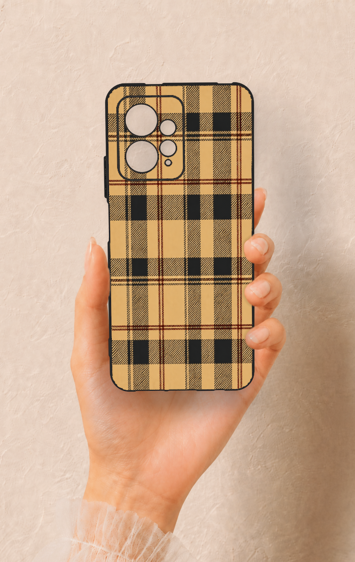 Redmi Note 12 4G Uyumlu Burberry Ekose Desenli Silikon Kılıf