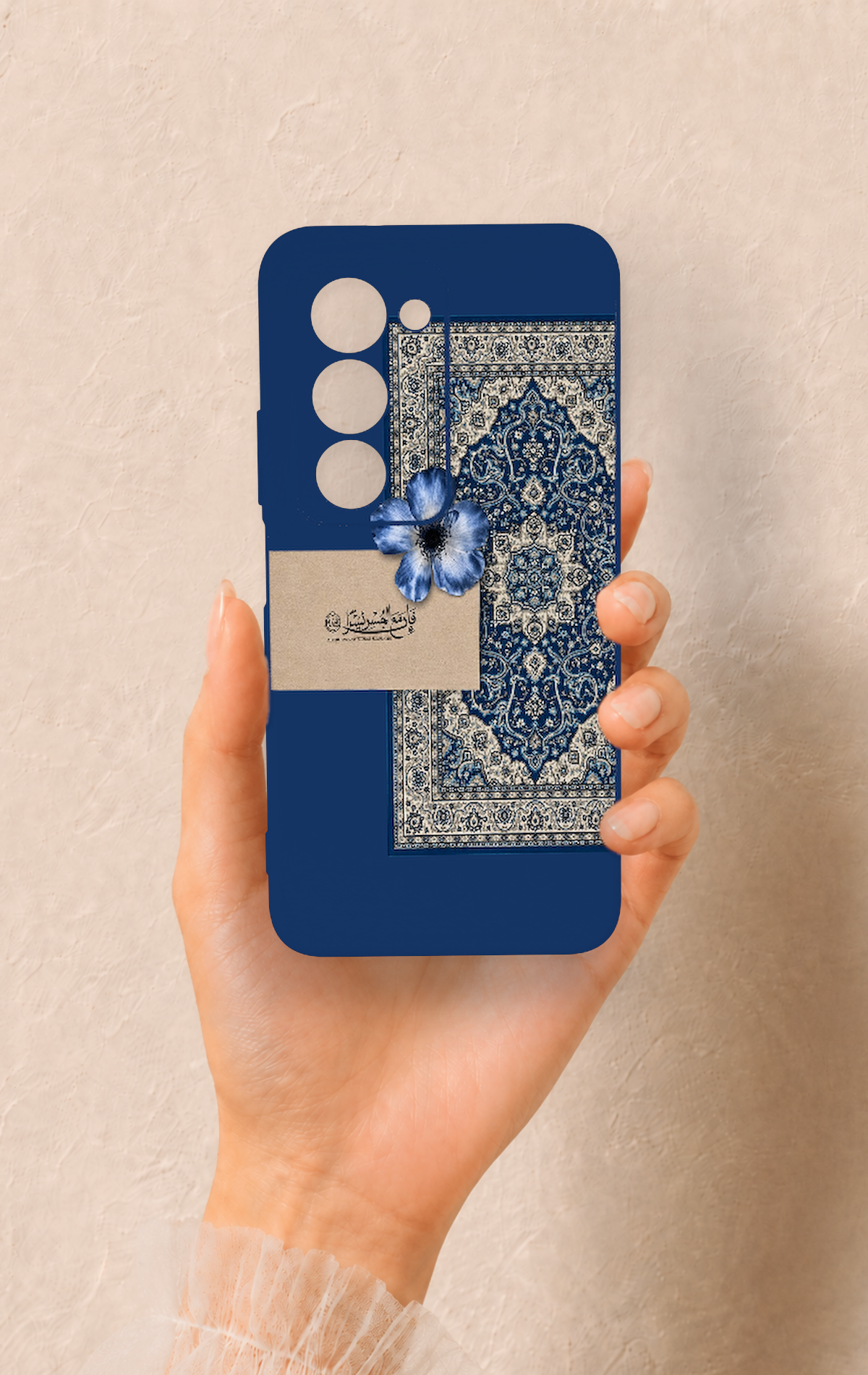 Redmi 15 5G Uyumlu Mavi Etnik Halı Desenli Silikon Kılıf
