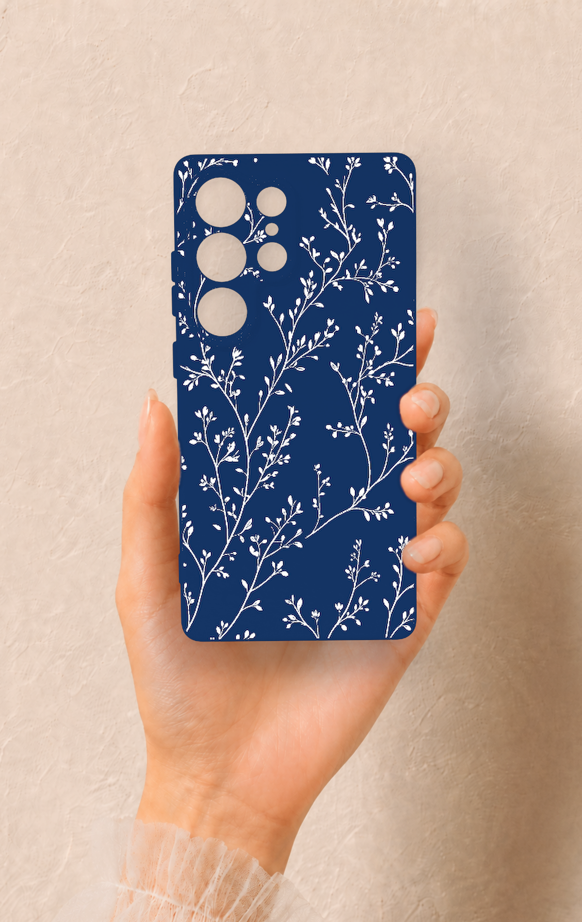 Samsung S25 Ultra Uyumlu İnce Yaprak Dalı Desenli Silikon Kılıf