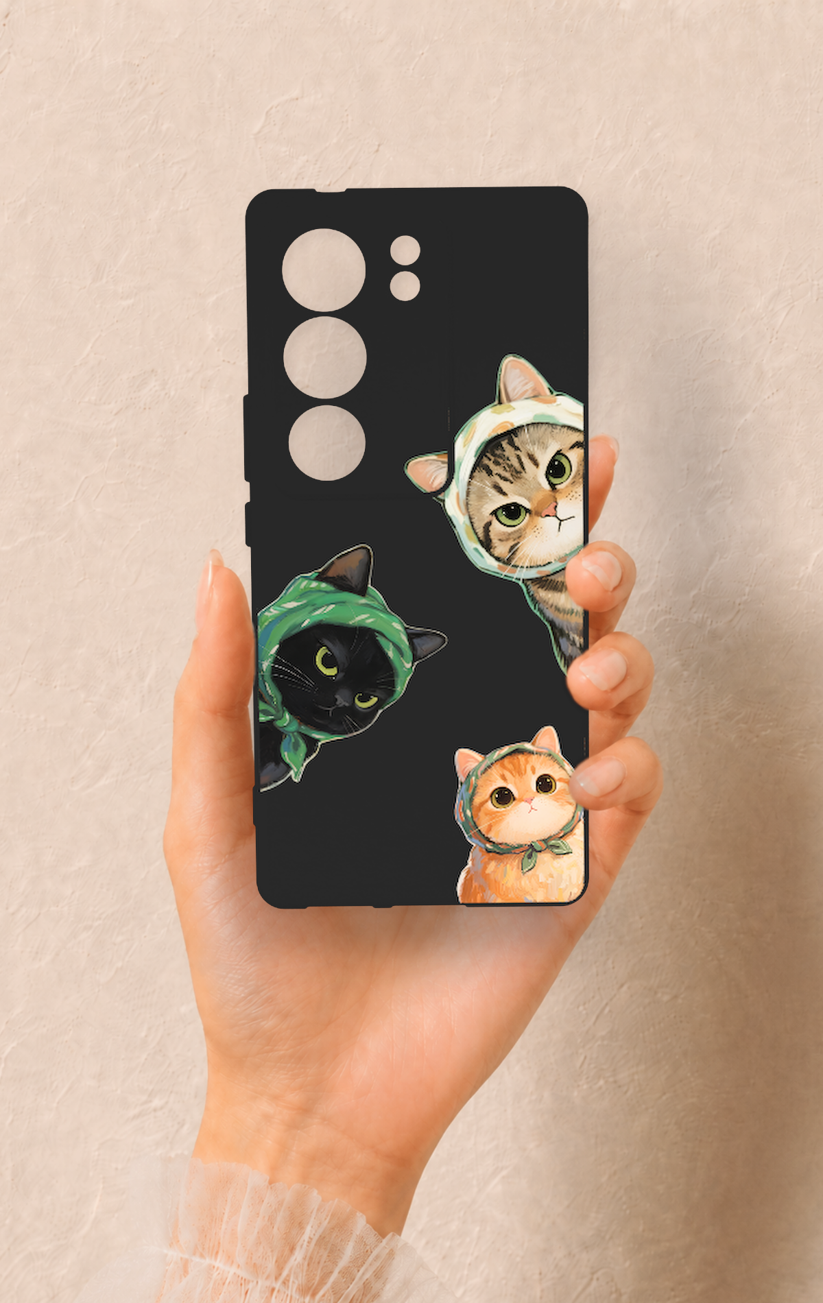Vivo V29 Uyumlu Kedi Ekibi Desenli Silikon Kılıf