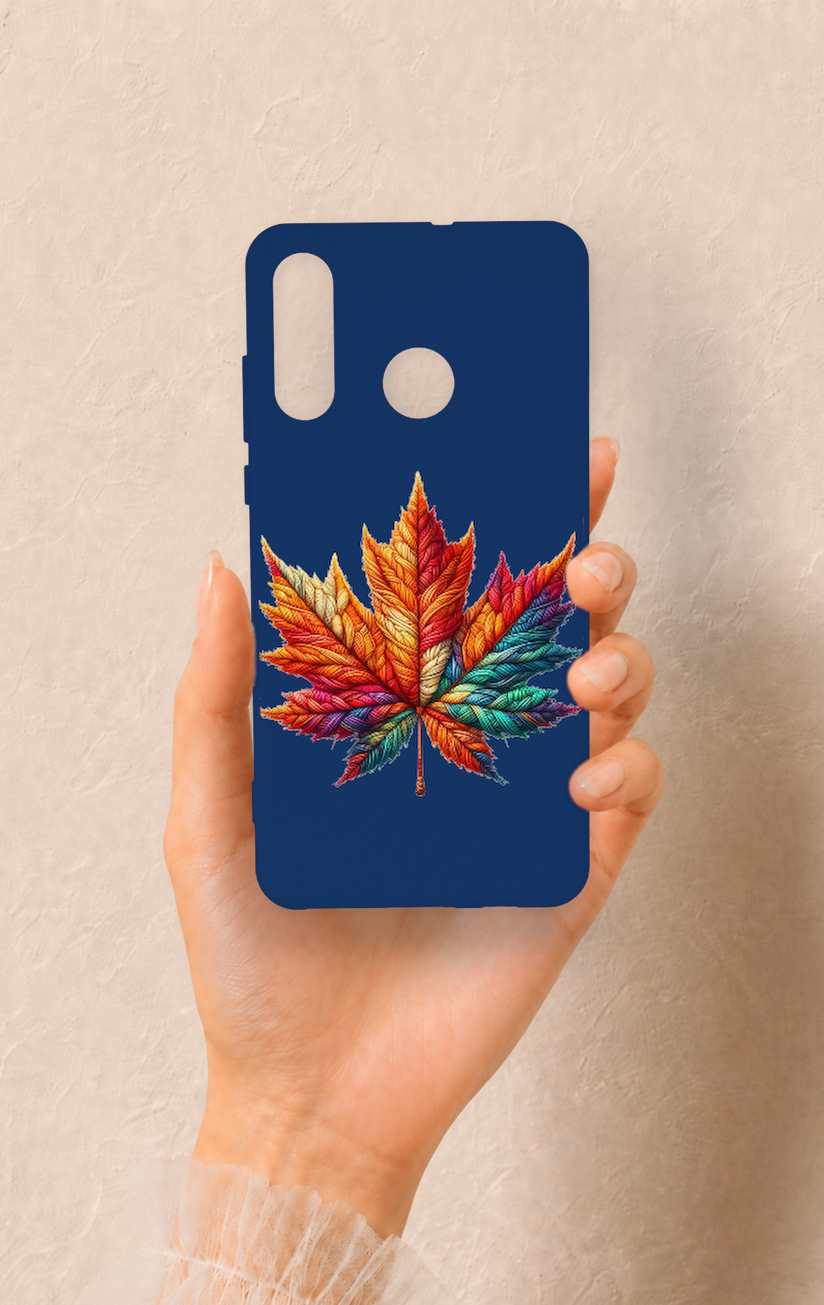 Huawei P30 Lite Uyumlu Renkli Yaprak Desenli Silikon Kılıf