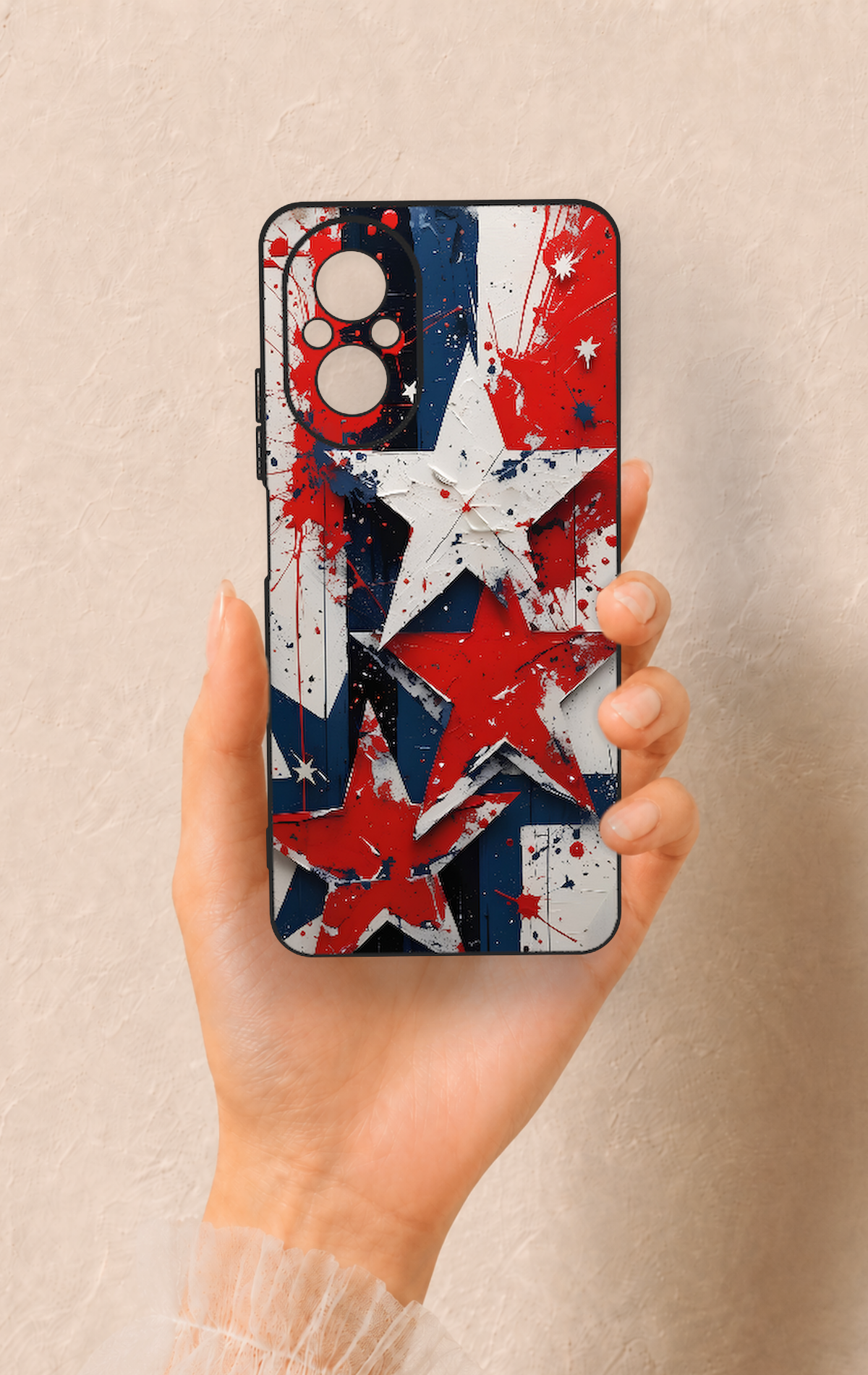 Realme 12 Lite Uyumlu Star Flag Desenli Silikon Kılıf