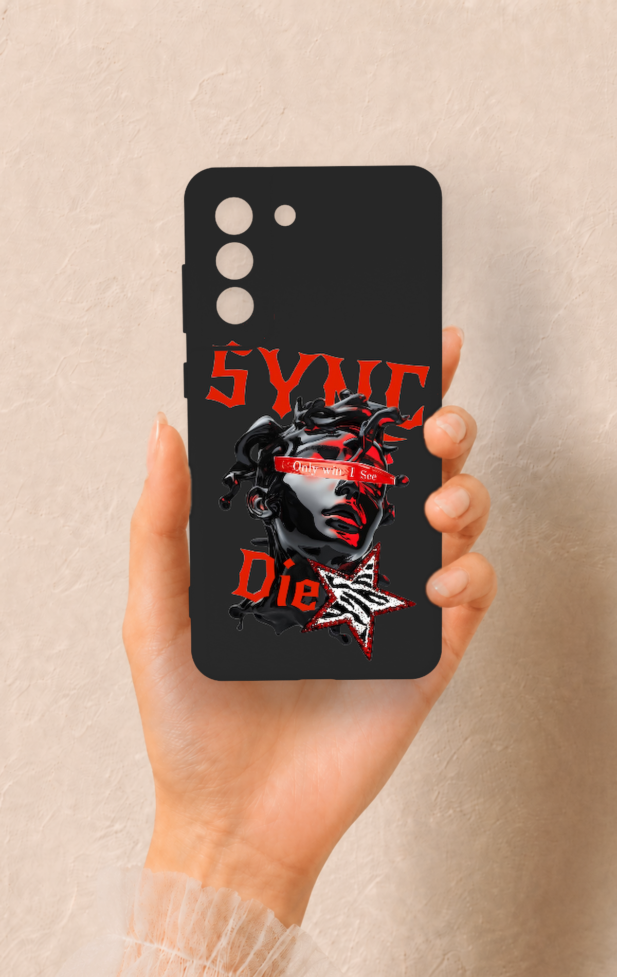 Samsung-S21FE Uyumlu Sync Die Desenli Silikon Kılıf