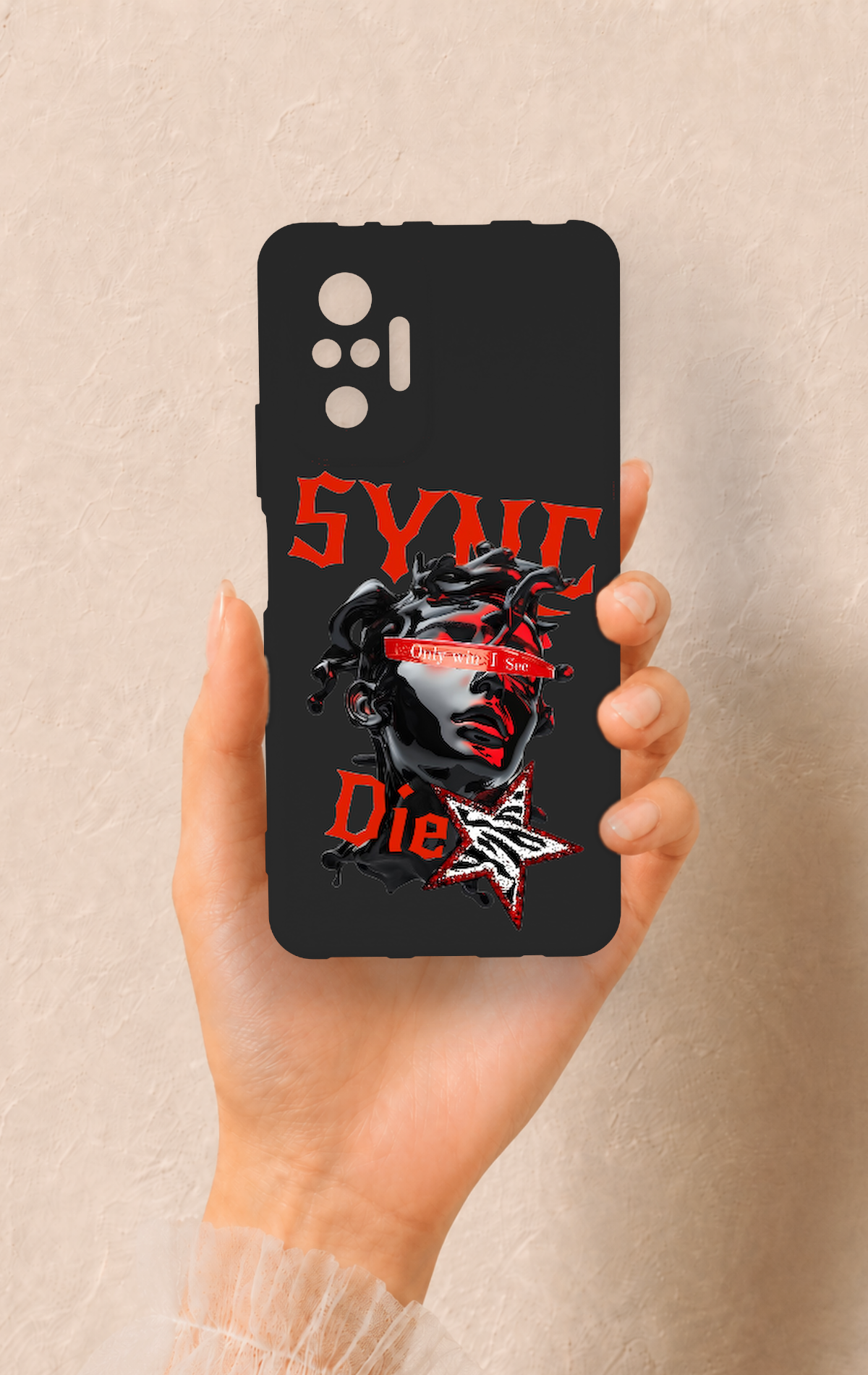 Redmi Note 10 Pro Uyumlu Sync Die Desenli Silikon Kılıf