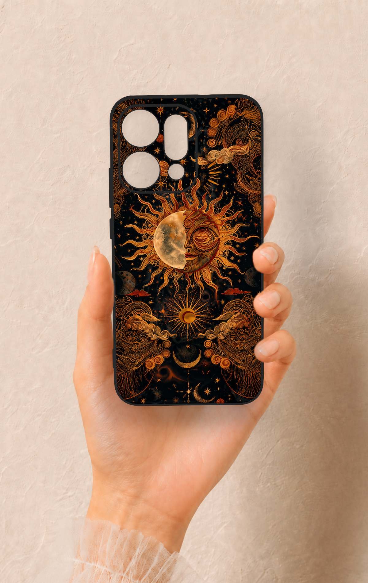 Oppo Reno 14 Uyumlu Mistik Güneş Desenli Silikon Kılıf