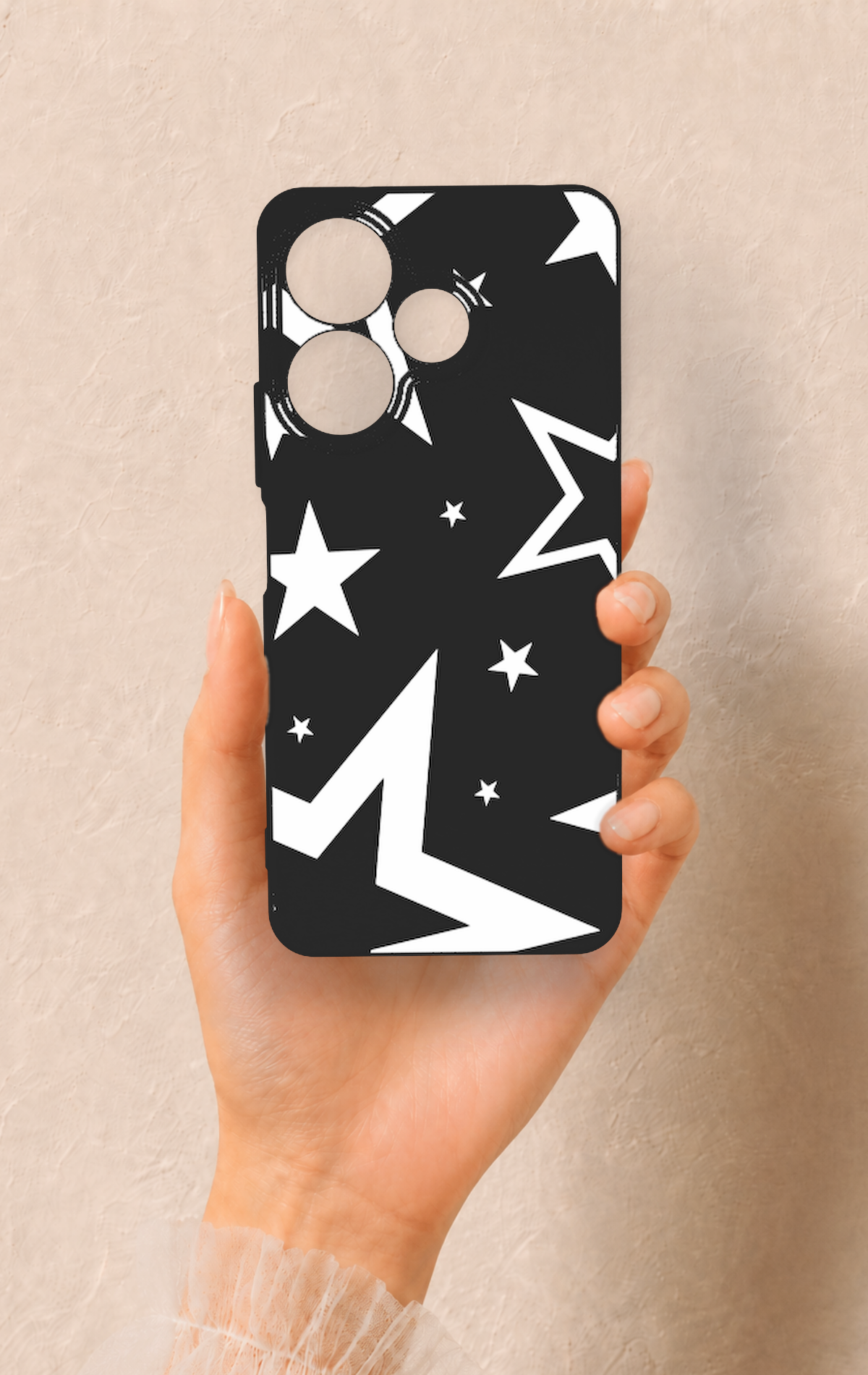 Redmi 13 4G Uyumlu Siyah Mega Star Desenli Silikon Kılıf
