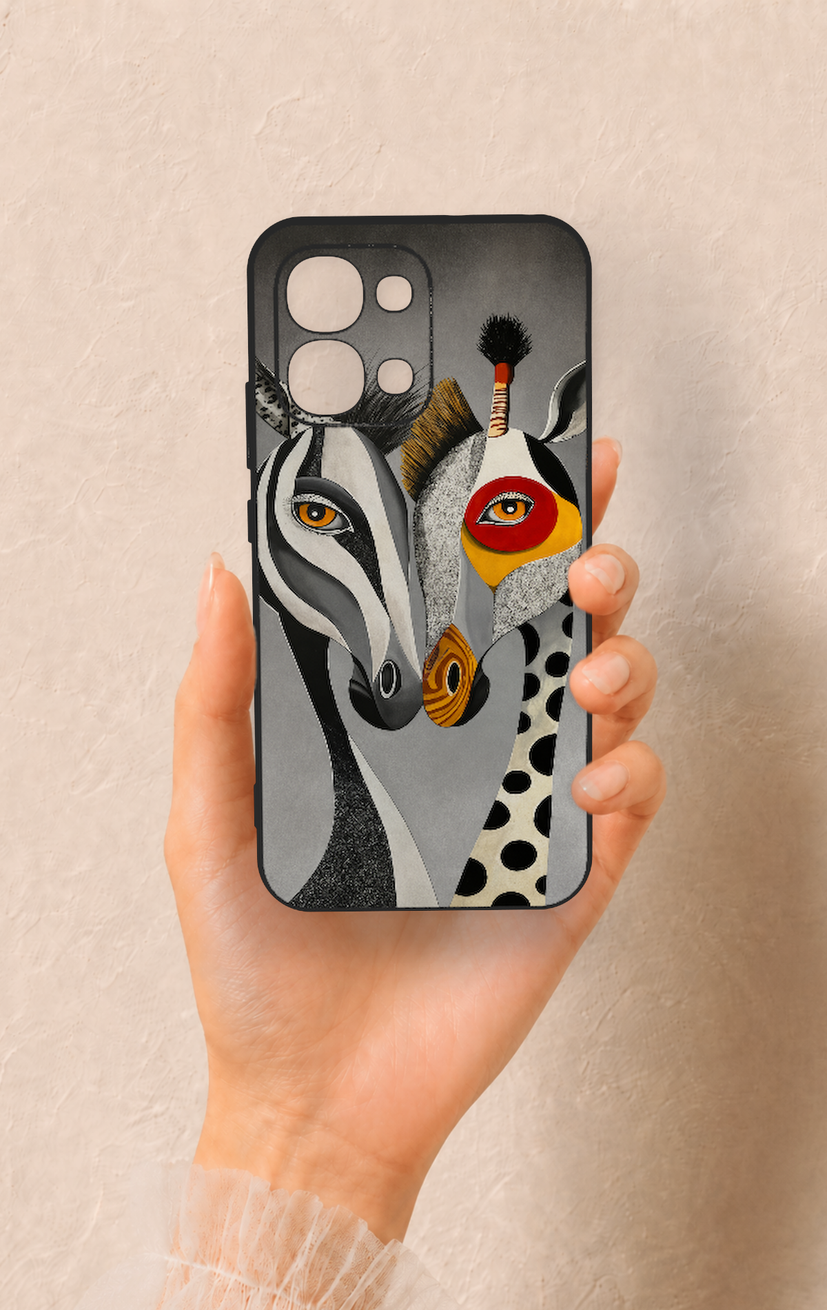 Oppo A6 Pro Uyumlu Zebra ve Zürafa Desenli Silikon Kılıf