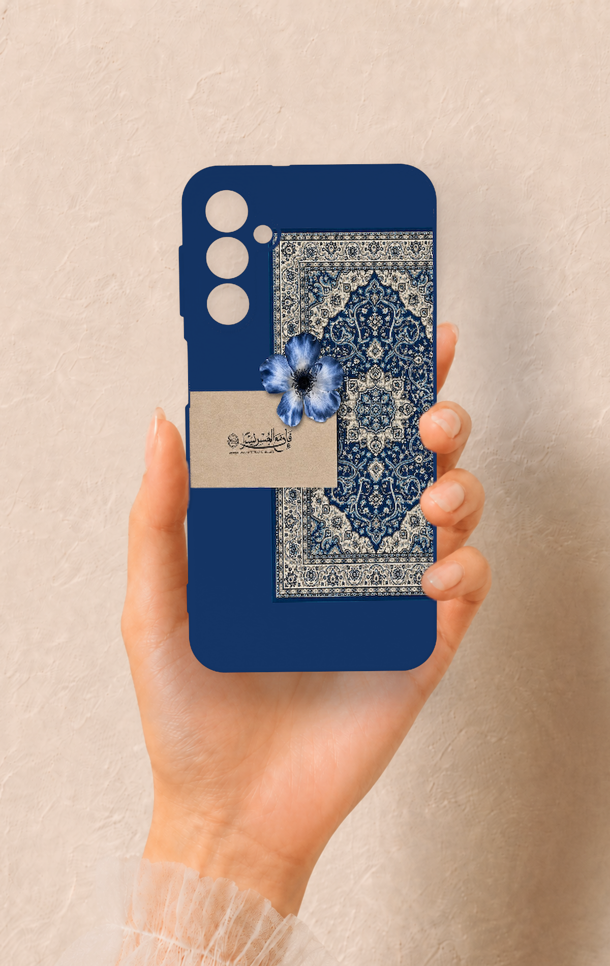 Samsung A24 Uyumlu Mavi Etnik Halı Desenli Silikon Kılıf