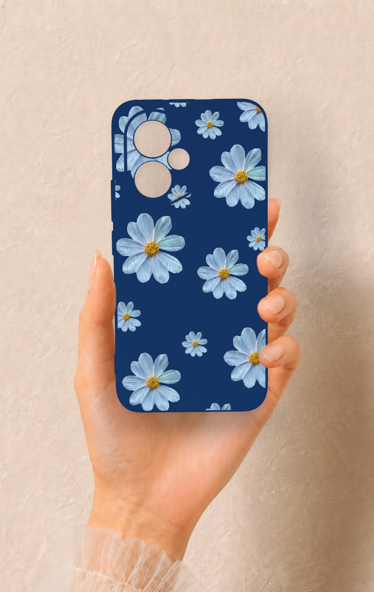 Honor 400 Uyumlu Mavi Papatya Desenli Silikon Kılıf