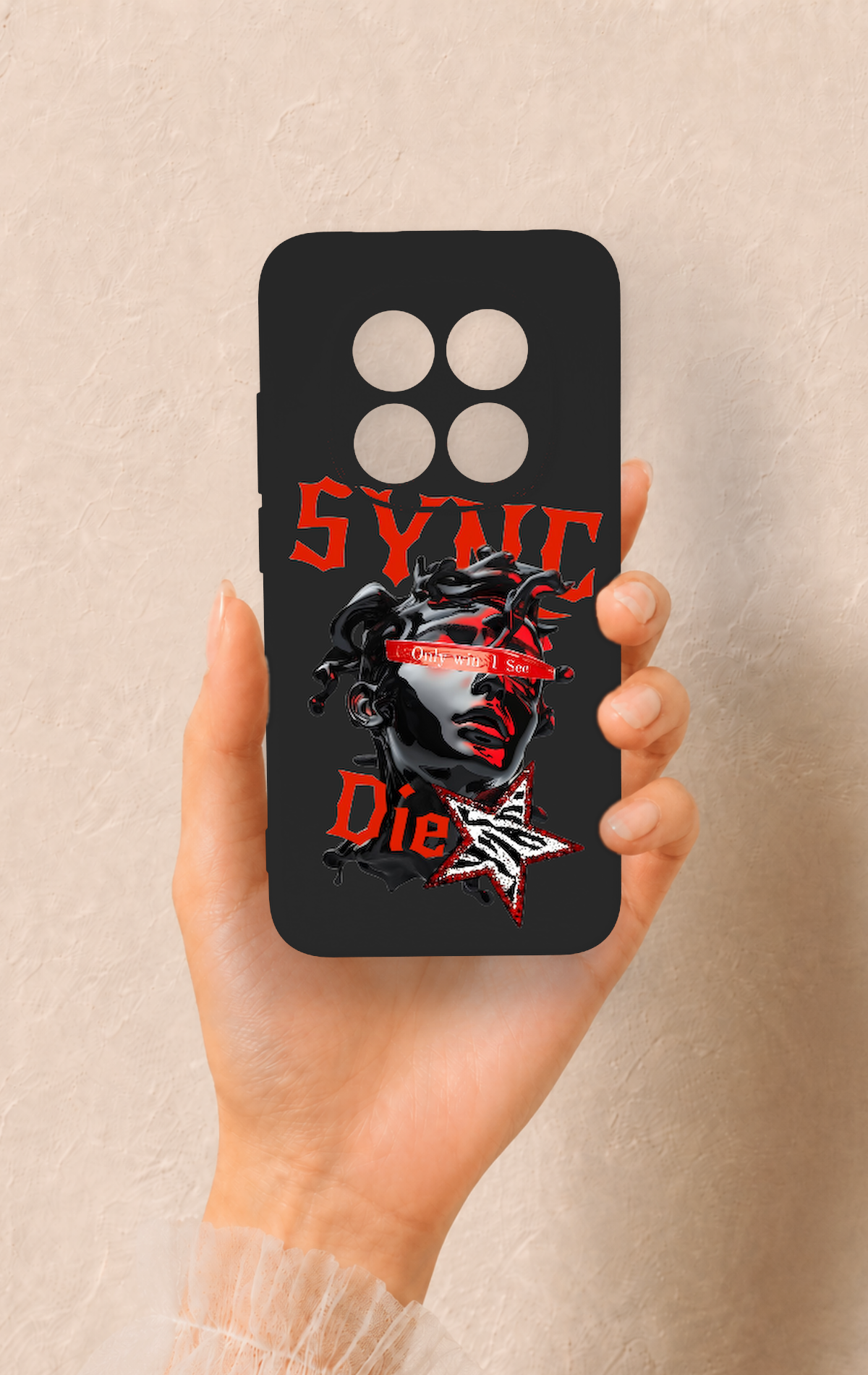 Redmi Note 15 Pro 5G Uyumlu Sync Die Desenli Silikon Kılıf