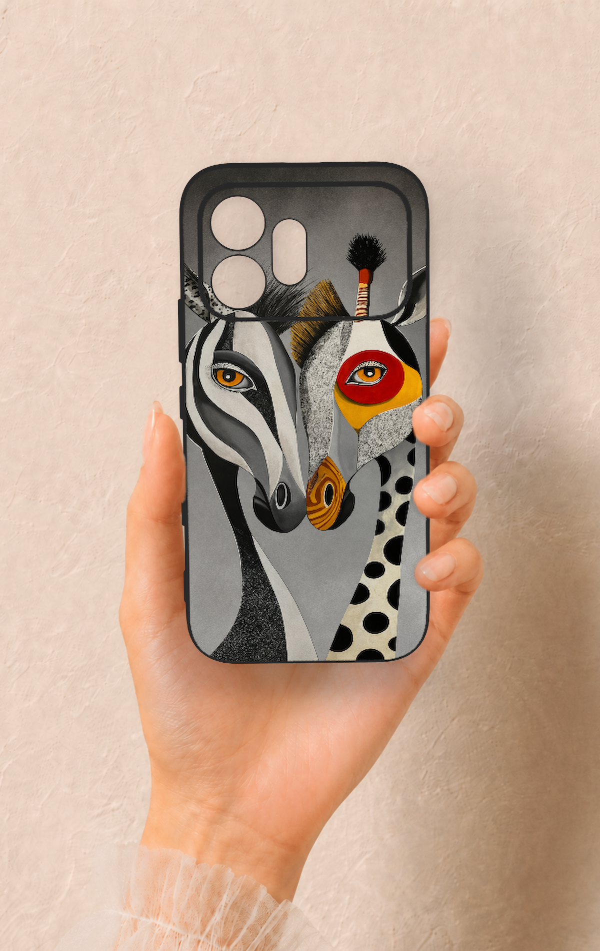 Honor 600 Uyumlu Zebra ve Zürafa Desenli Silikon Kılıf