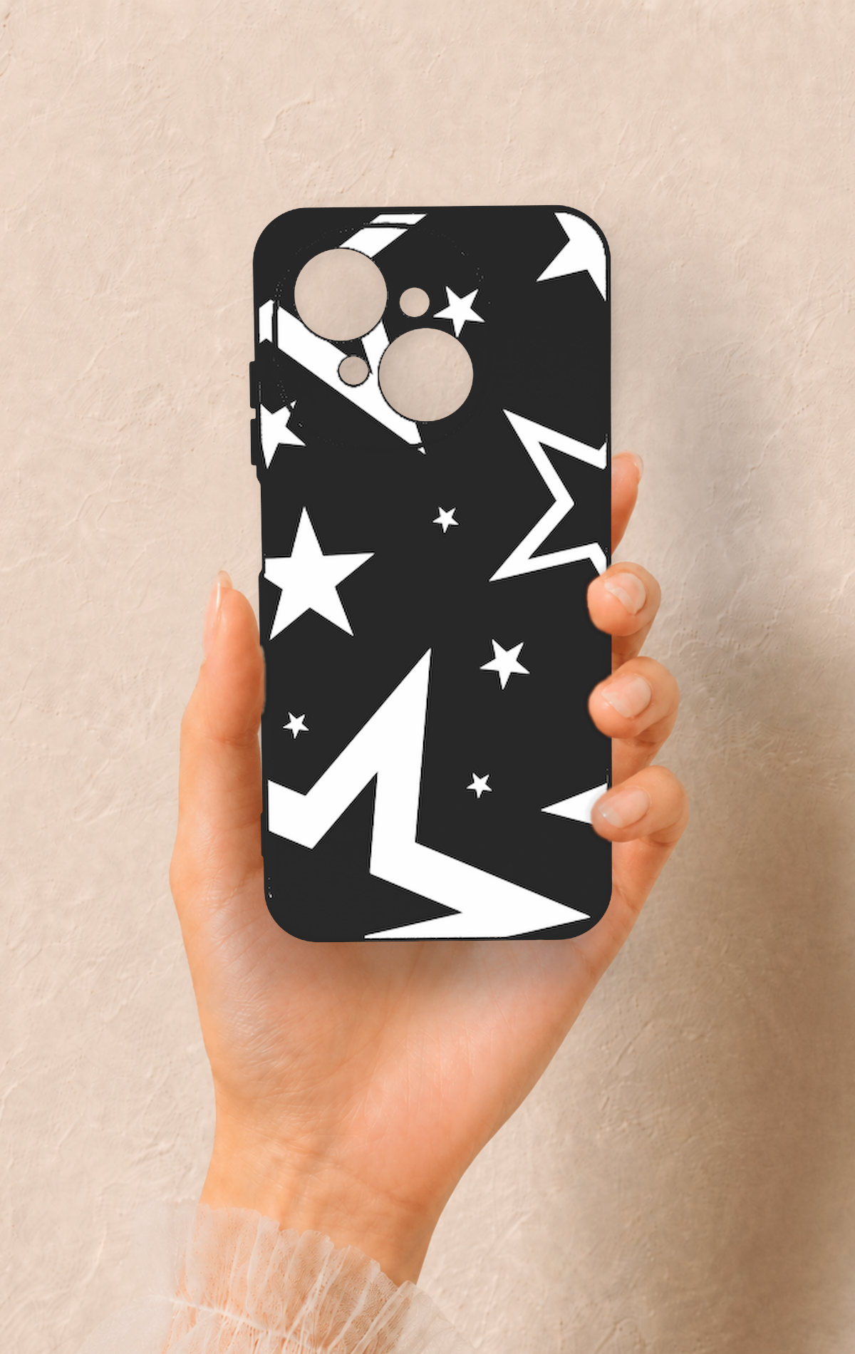 Tecno Spark Go1 Uyumlu Siyah Mega Star Desenli Silikon Kılıf
