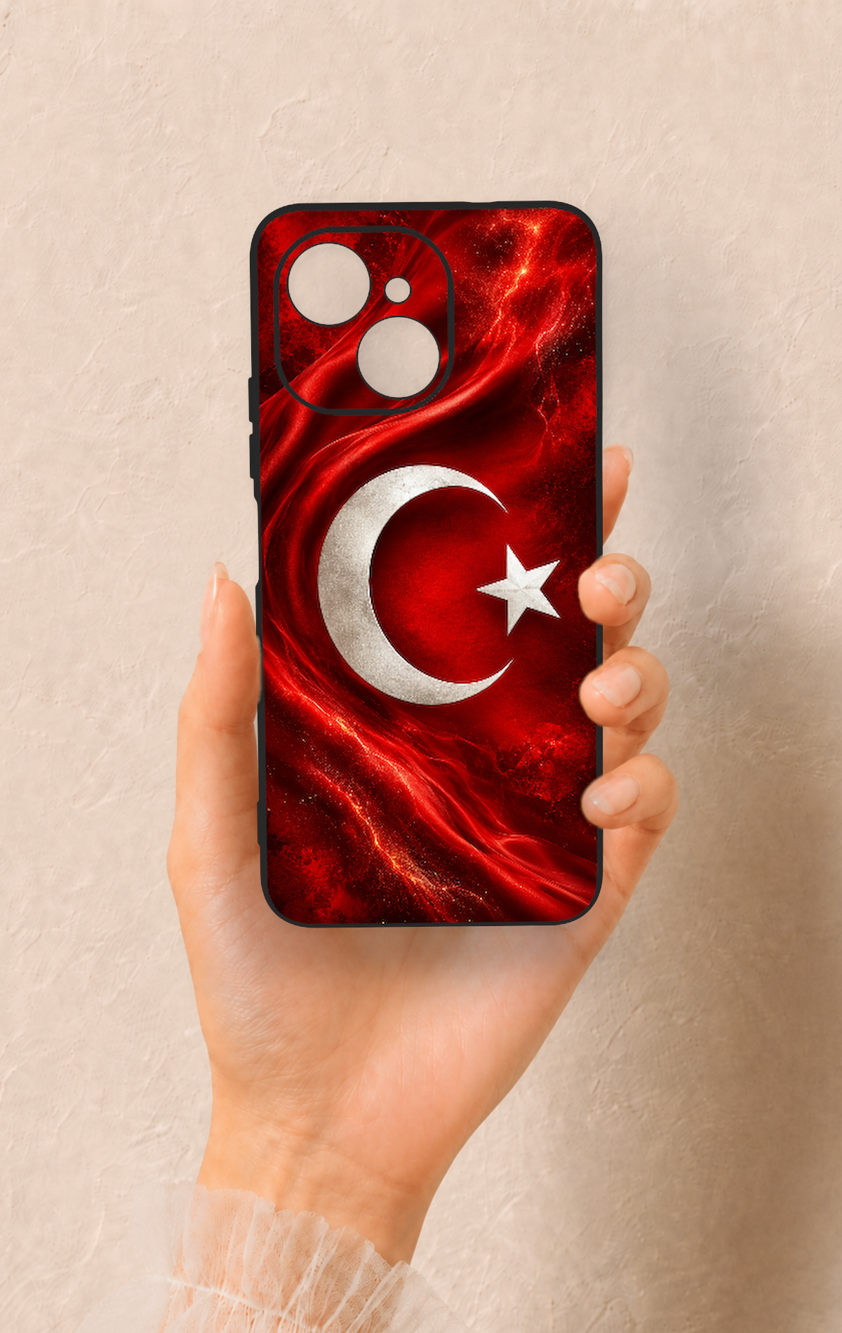 Tecno Spark 40C Uyumlu Türk Bayrağı Desenli Silikon Kılıf