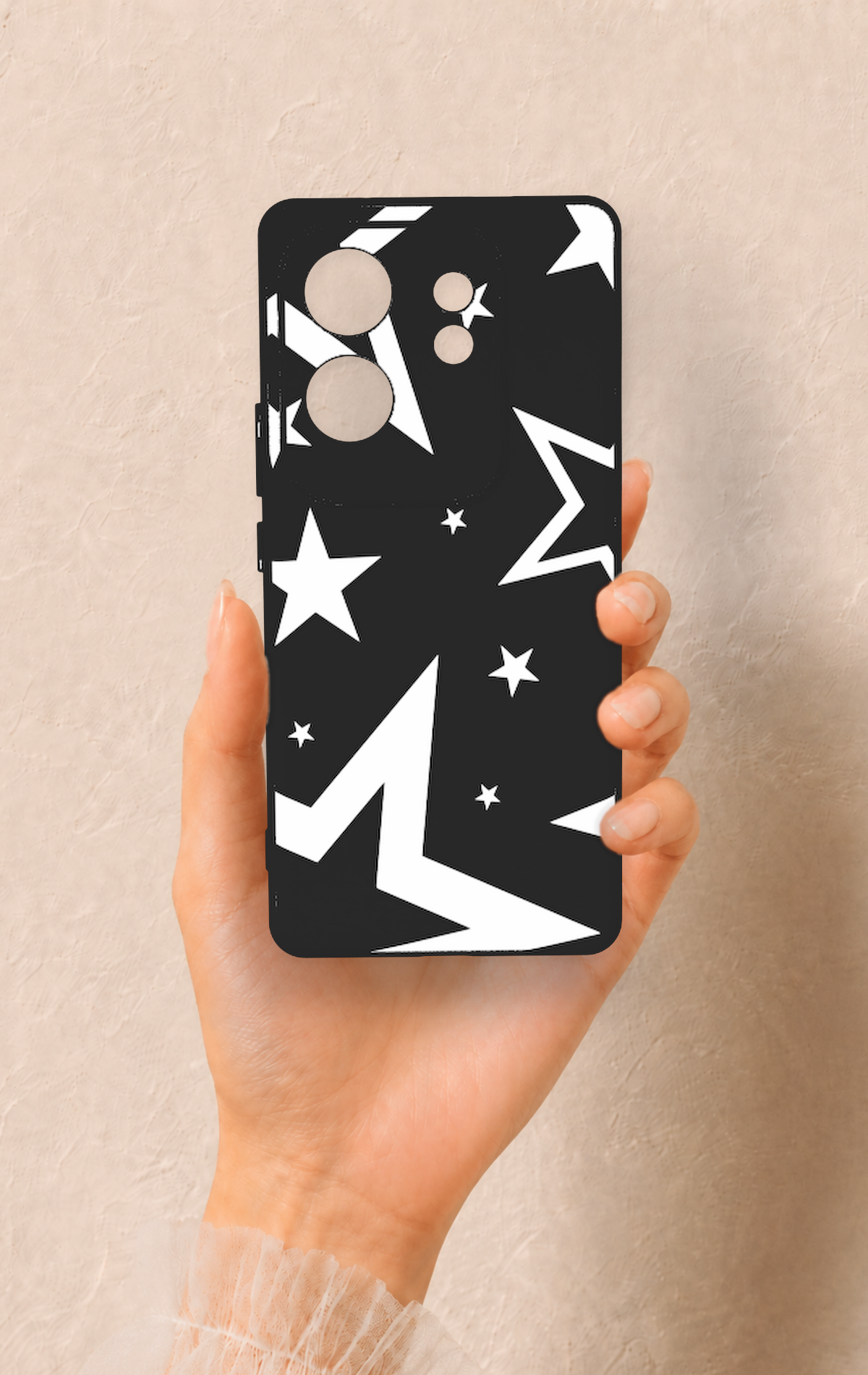 İnfinix Zero 30 Uyumlu Siyah Mega Star Desenli Silikon Kılıf