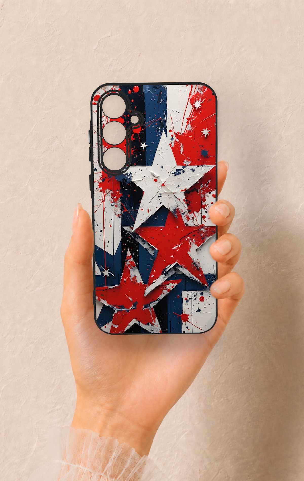 Samsung A35 Uyumlu Star Flag Desenli Silikon Kılıf