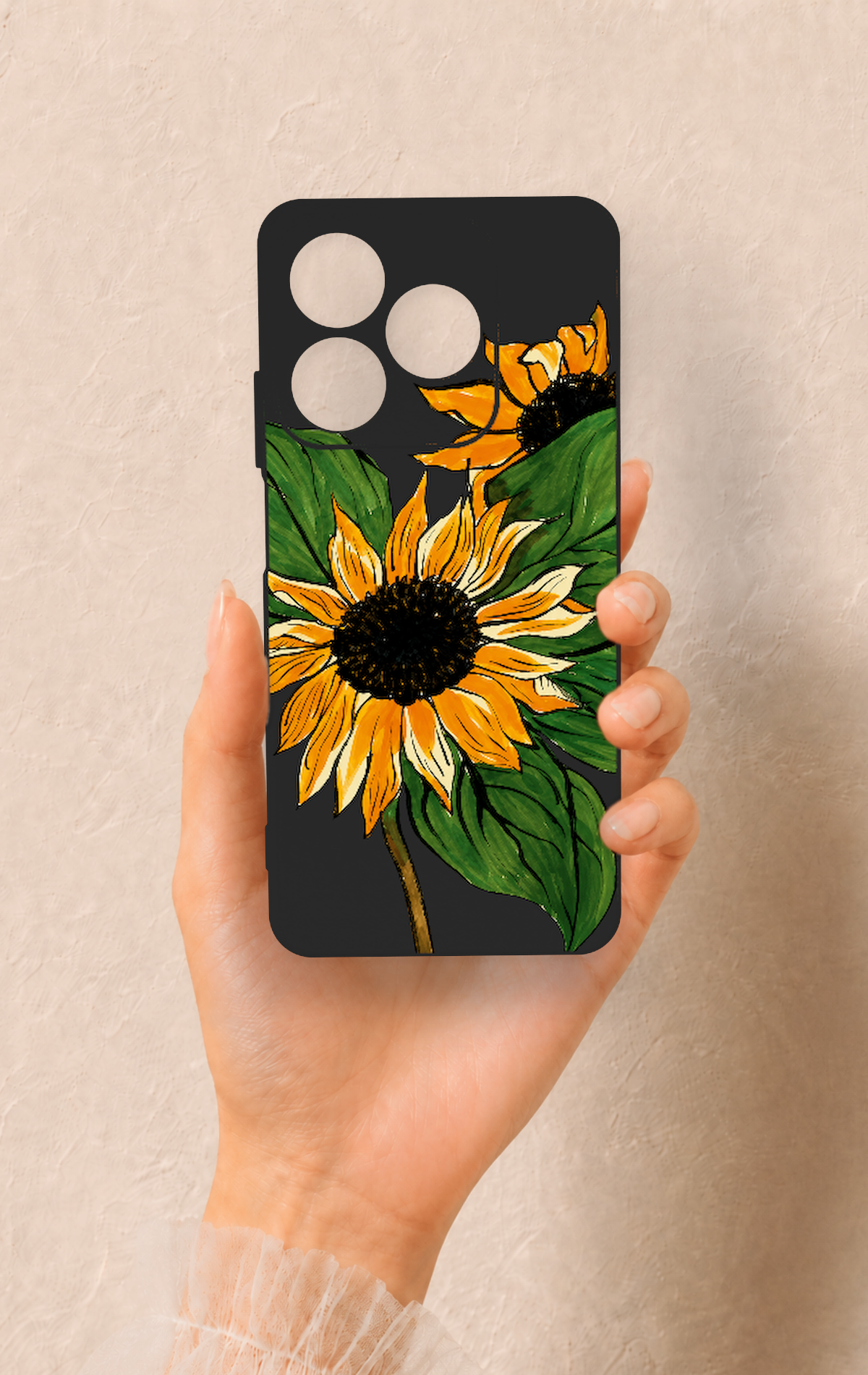 Realme C63 Uyumlu Ay Çiçeği Desenli Silikon Kılıf