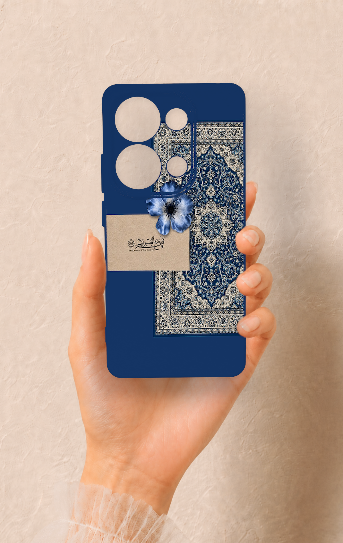 Redmi Note 13 Pro 4G Uyumlu Mavi Etnik Halı Desenli Silikon Kılıf
