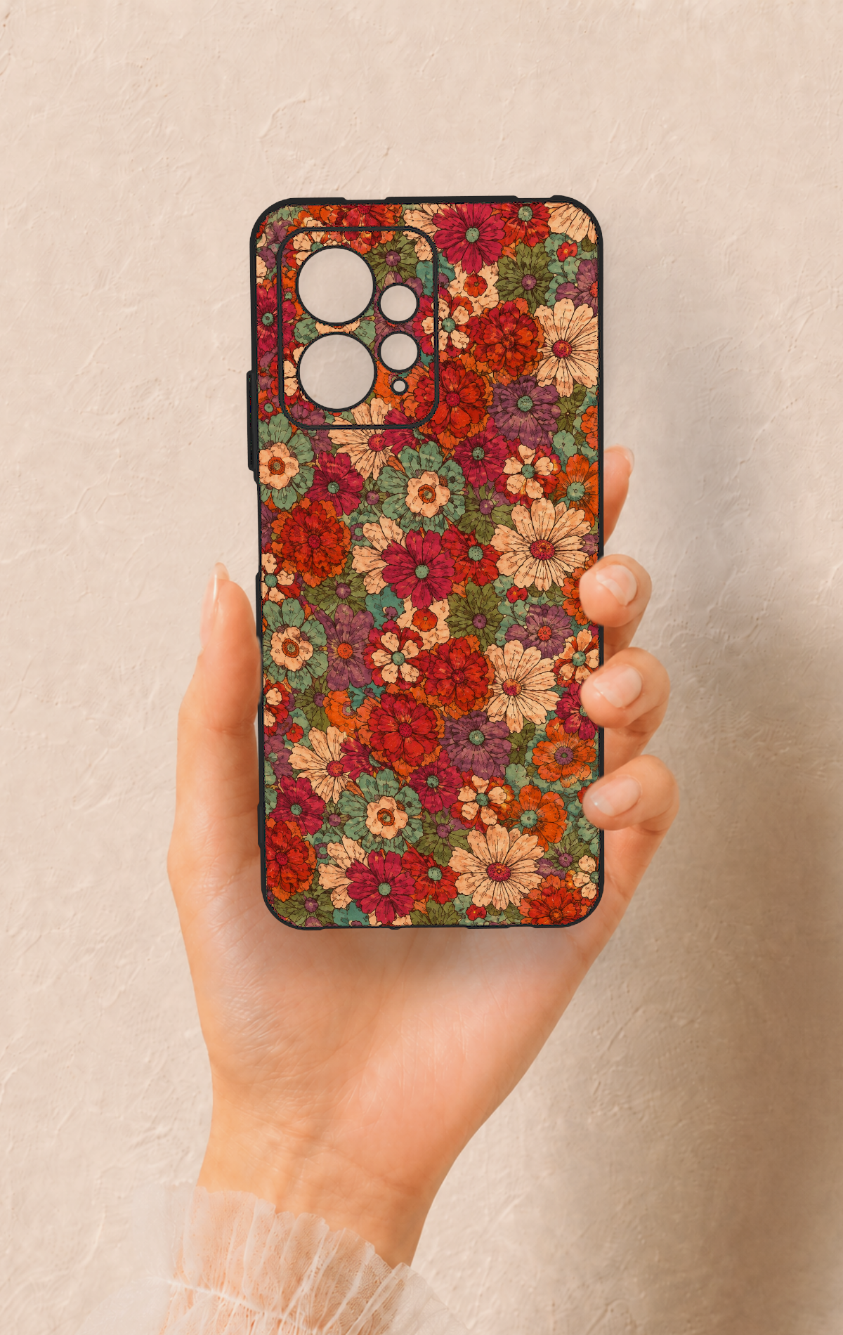 Redmi Note 12 4G Uyumlu Pastel Çiçek Bahçesi Desenli Silikon Kılıf