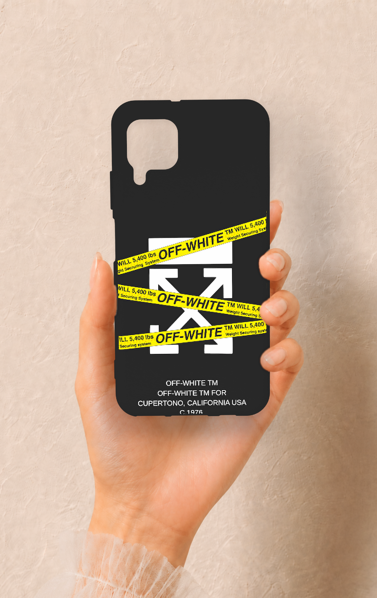 Huawei P40 Lite Uyumlu Off White Desenli Silikon Kılıf