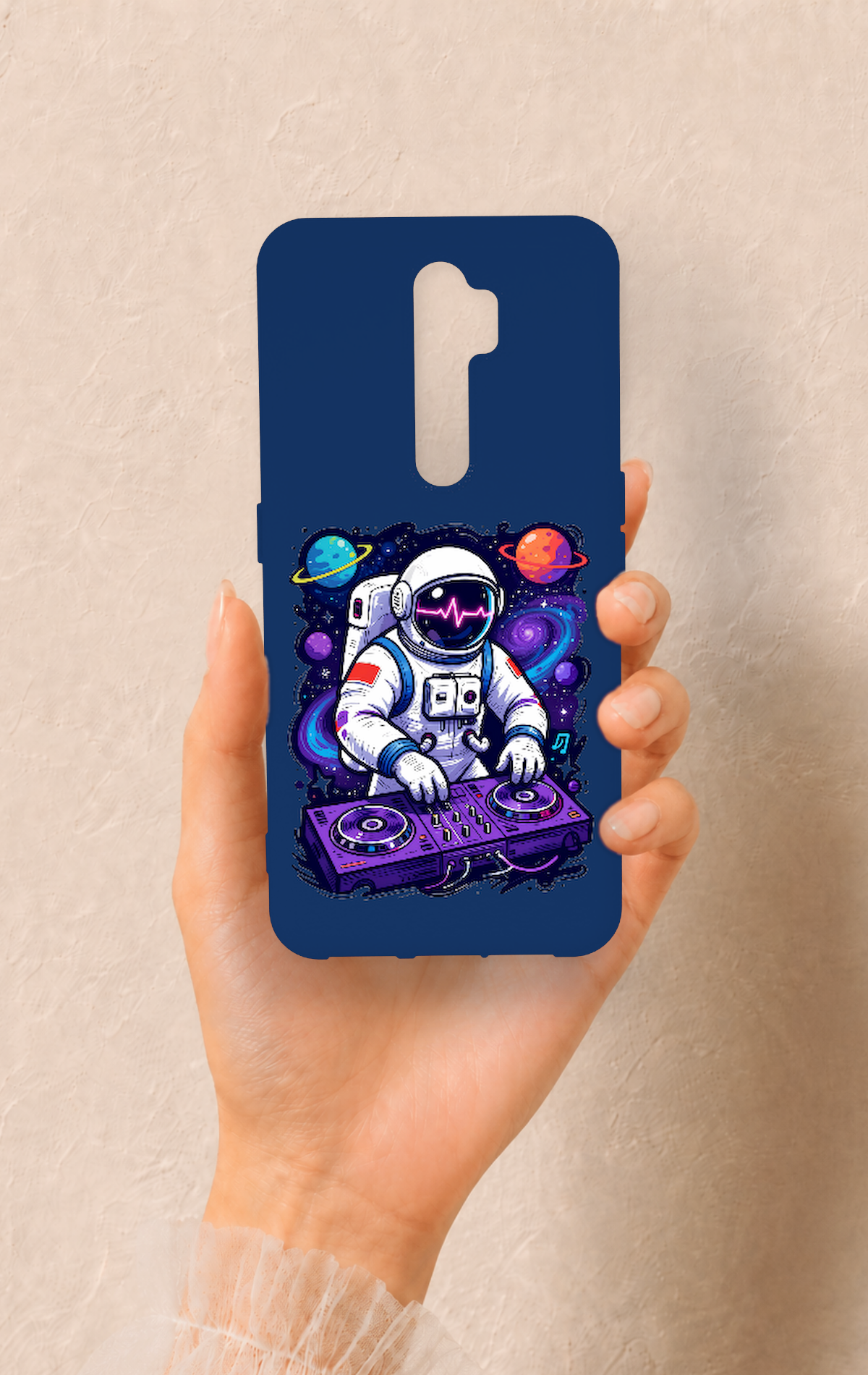 Oppo A9 2020 Uyumlu Astronot DJ Desenli Silikon Kılıf