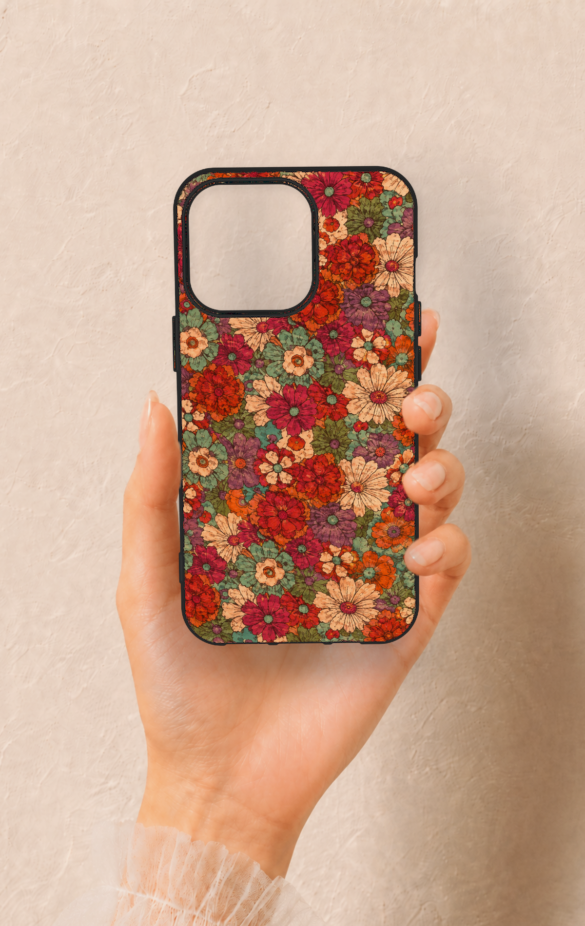 iPhone 13 Pro Uyumlu Pastel Çiçek Bahçesi Desenli Silikon Kılıf