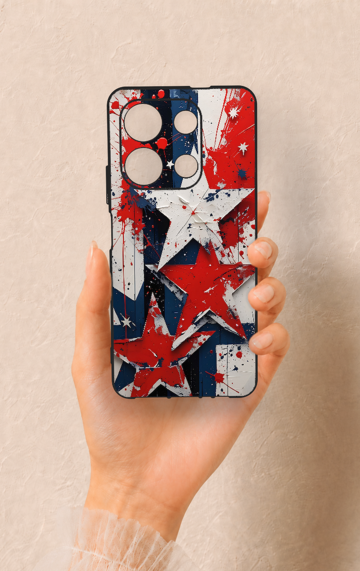 İnfinix Note 30 Uyumlu Star Flag Desenli Silikon Kılıf