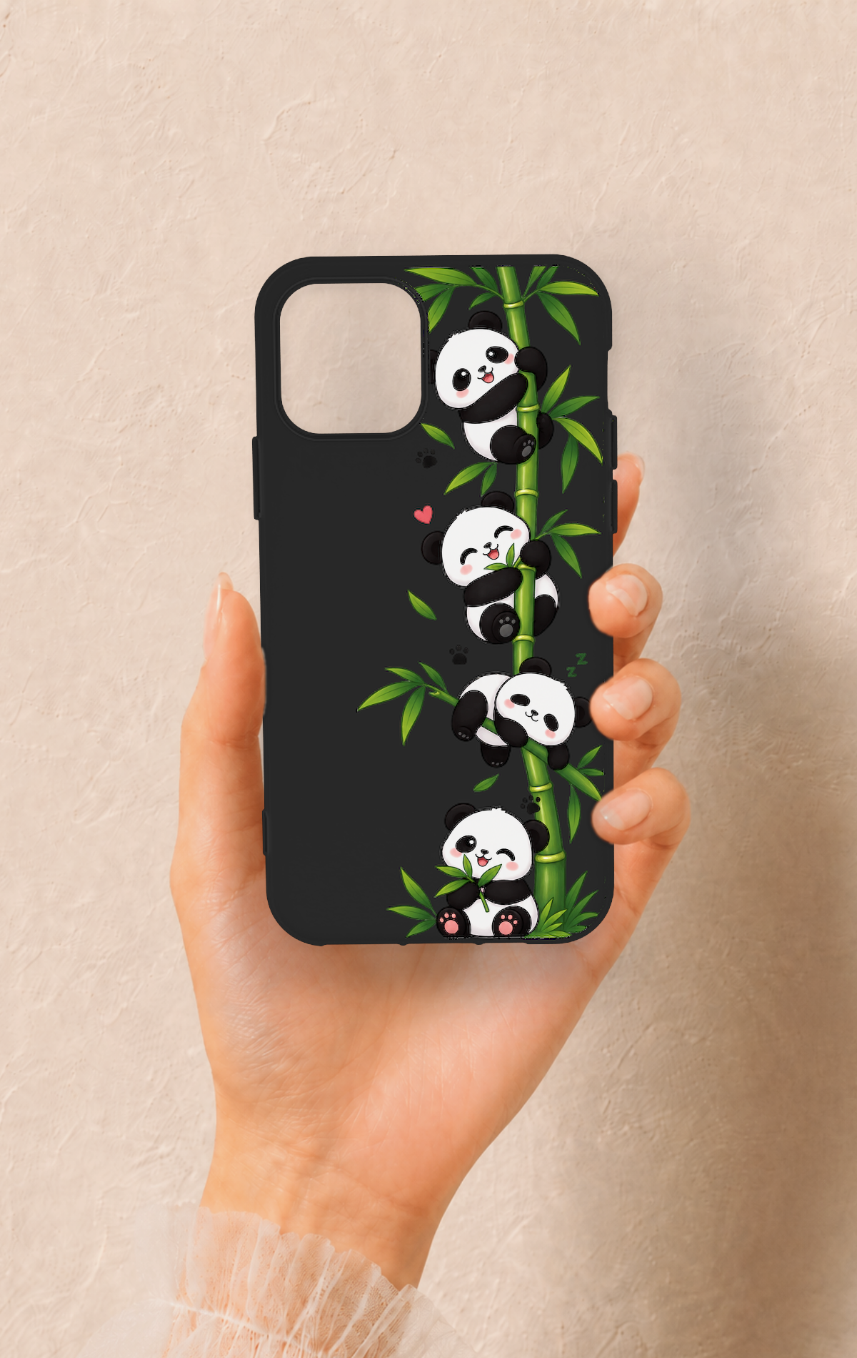 iPhone 11 Pro Uyumlu Sevimli Panda Bambu Desenli Silikon Kılıf