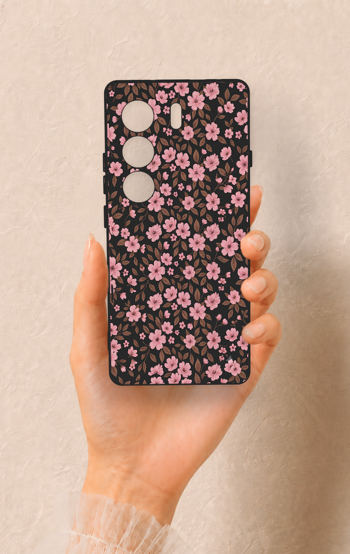 Tecno Camon 40 4G Uyumlu Mini Pembe Çiçek Desenli Silikon Kılıf