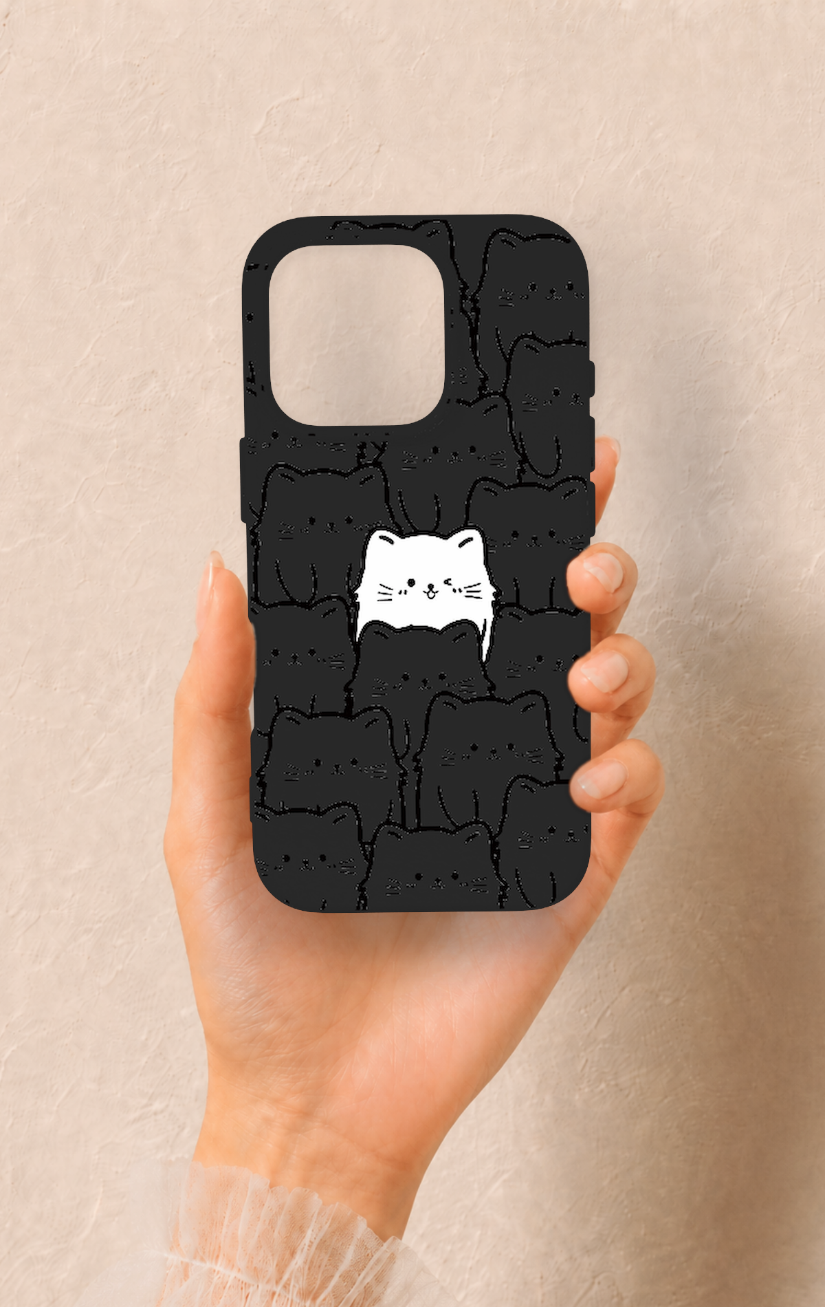 iPhone 16 Pro Uyumlu Many Cats Desenli Silikon Kılıf