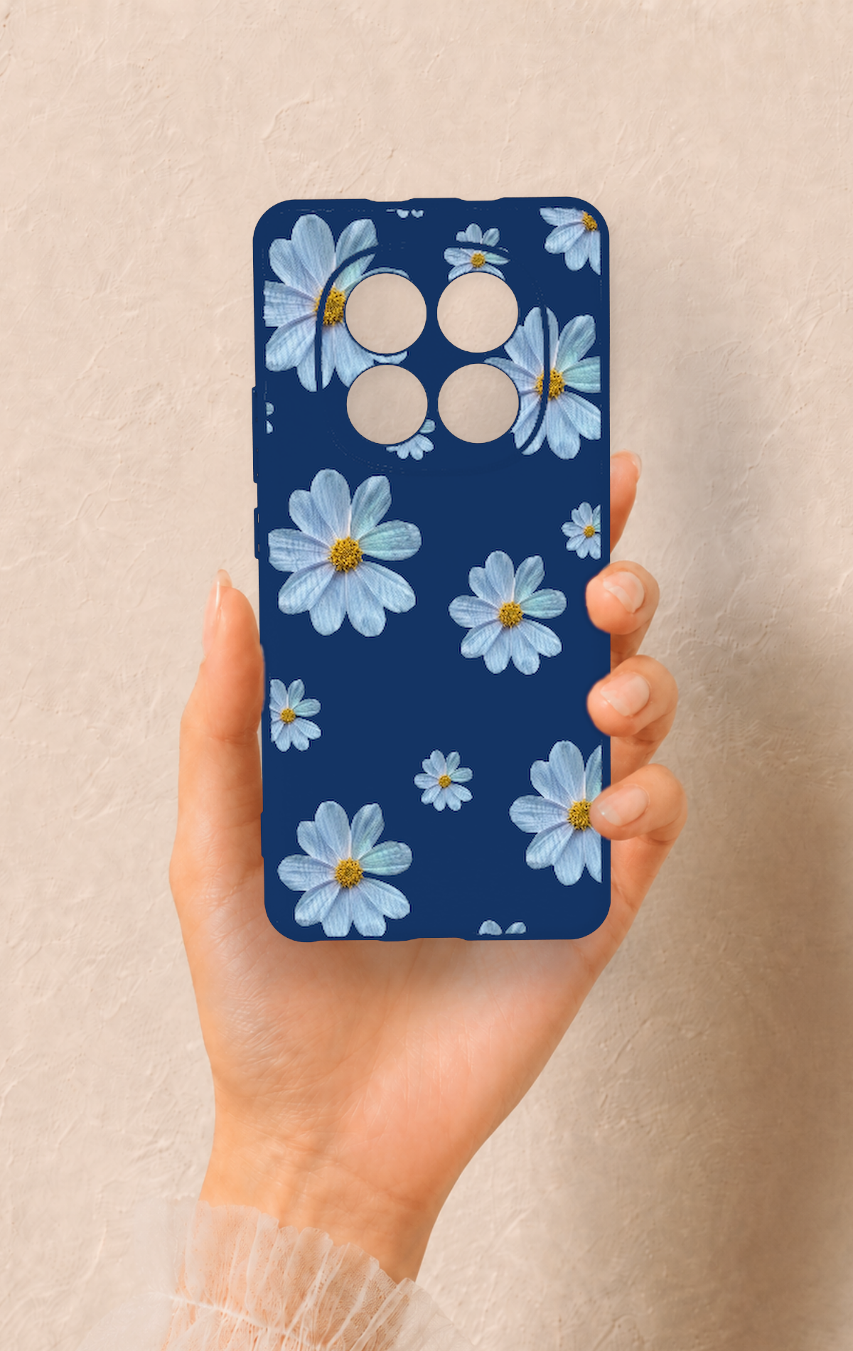 REDMİ NOTE 15 4G Uyumlu Mavi Papatya Desenli Silikon Kılıf