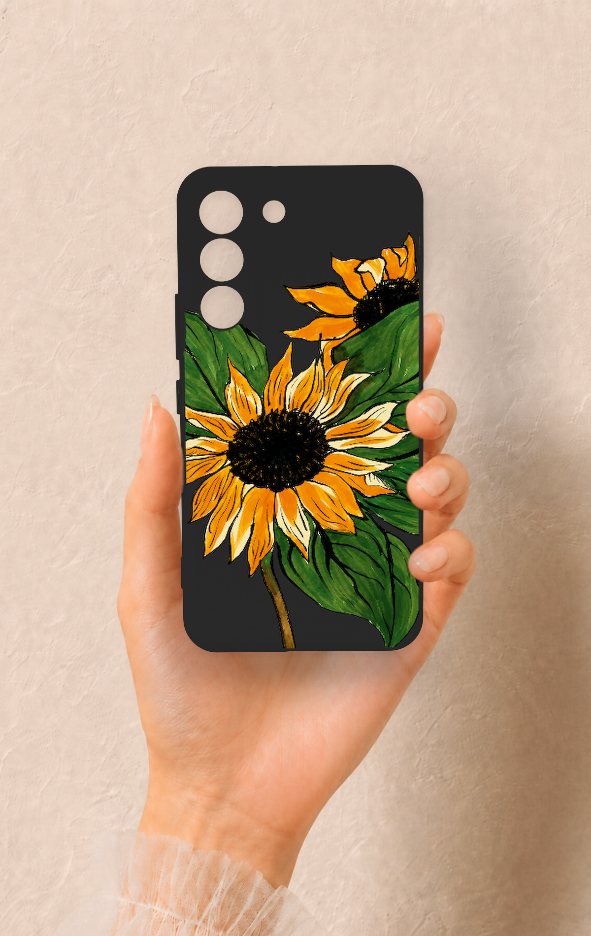 Samsung S22 Uyumlu Ay Çiçeği Desenli Silikon Kılıf