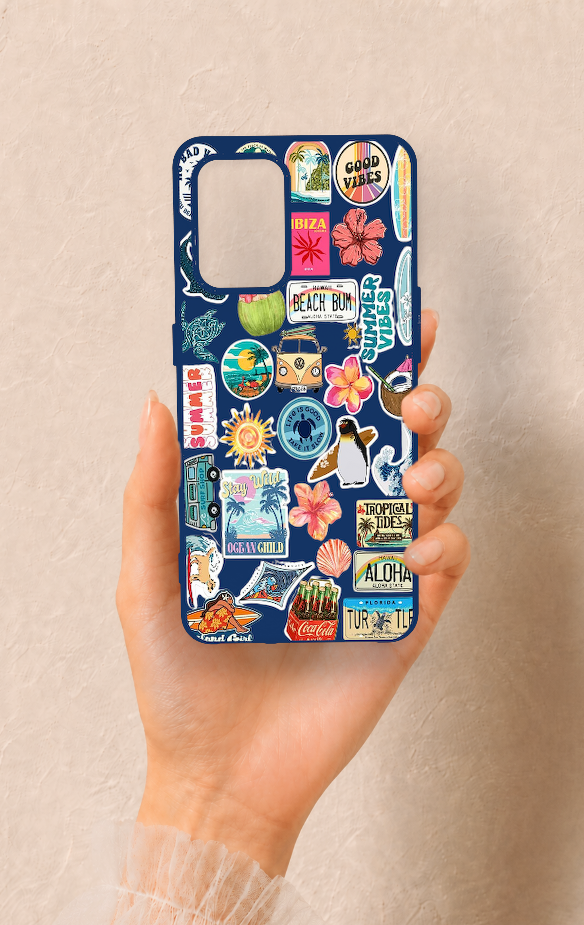 Oppo-A74 Uyumlu Summer Vibes Desenli Silikon Kılıf