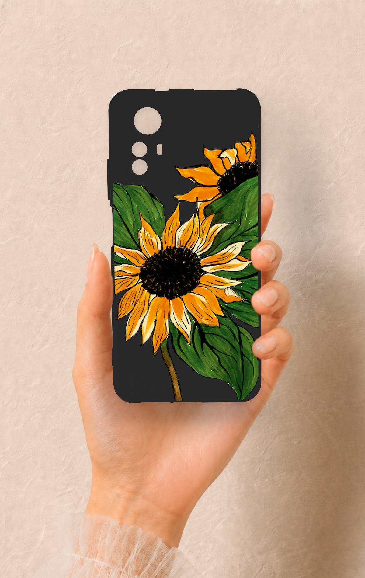 Redmi Note 12S Uyumlu Ay Çiçeği Desenli Silikon Kılıf