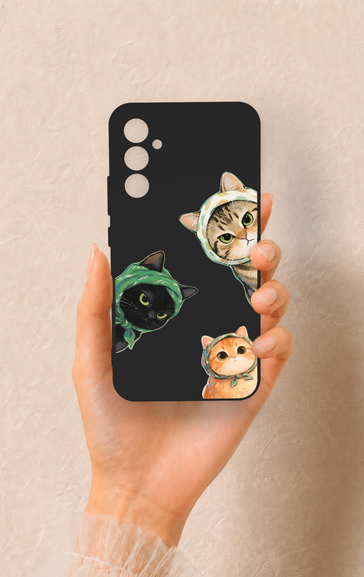 Samsung A34 Uyumlu Kedi Ekibi Desenli Silikon Kılıf