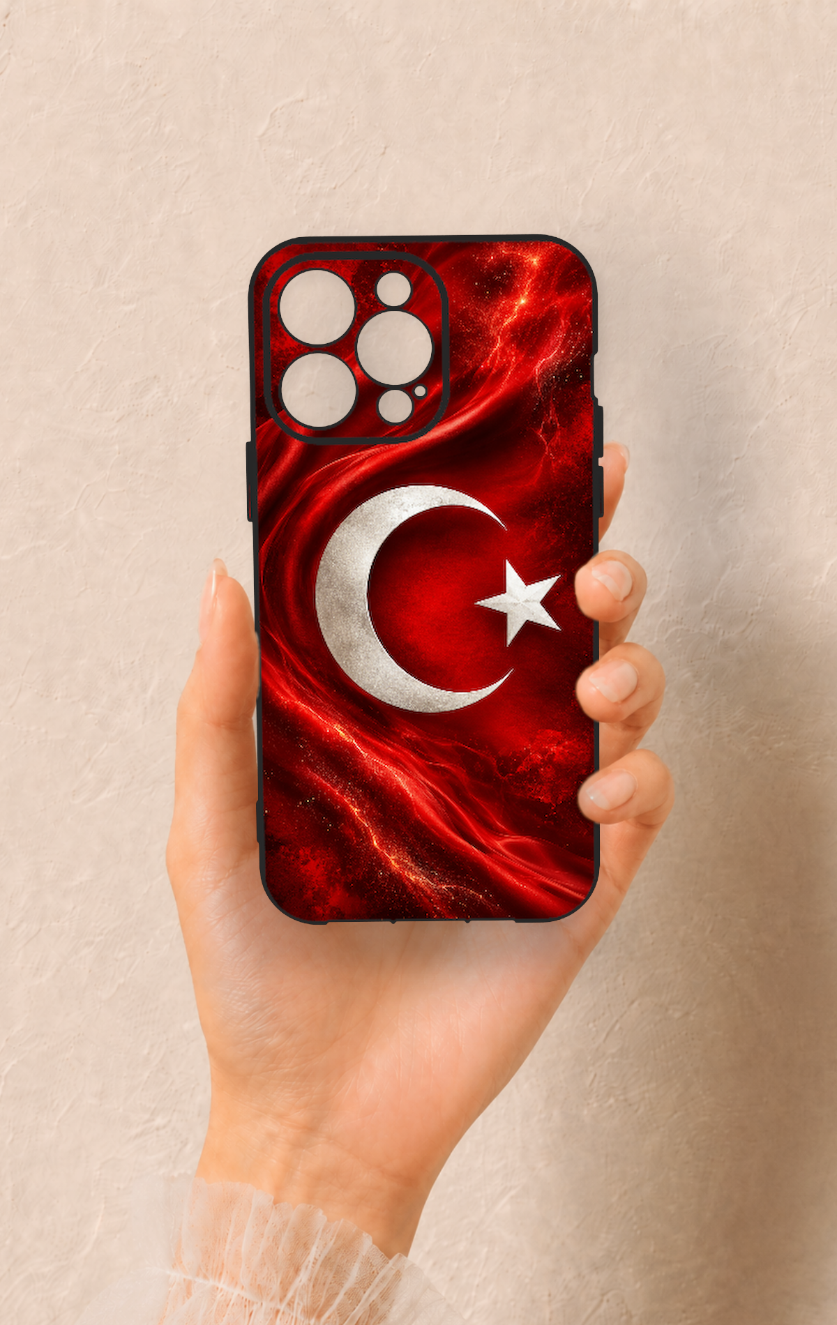 iPhone 14 Pro Max Uyumlu Türk Bayrağı Desenli Silikon Kılıf