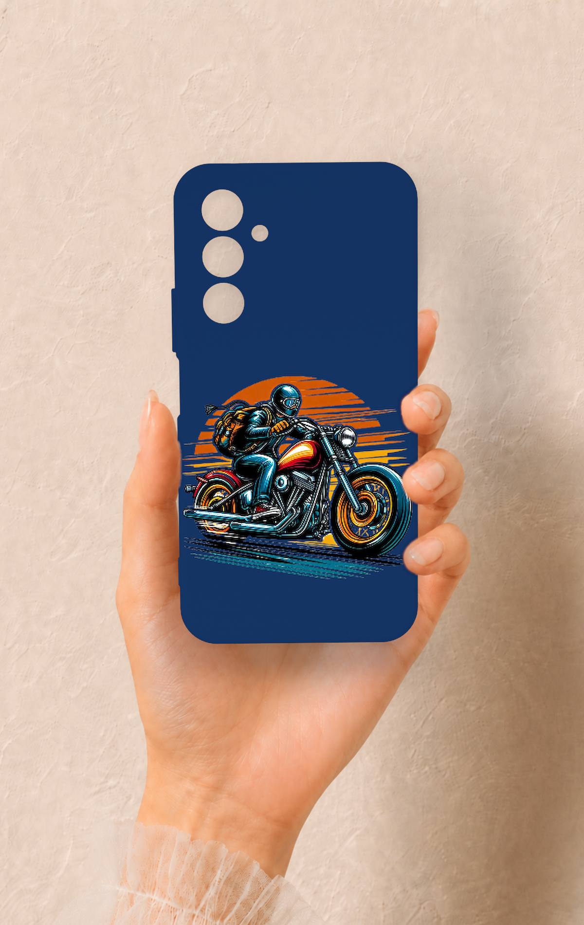 Samssung A54 Uyumlu Moto Rider Desenli Silikon Kılıf