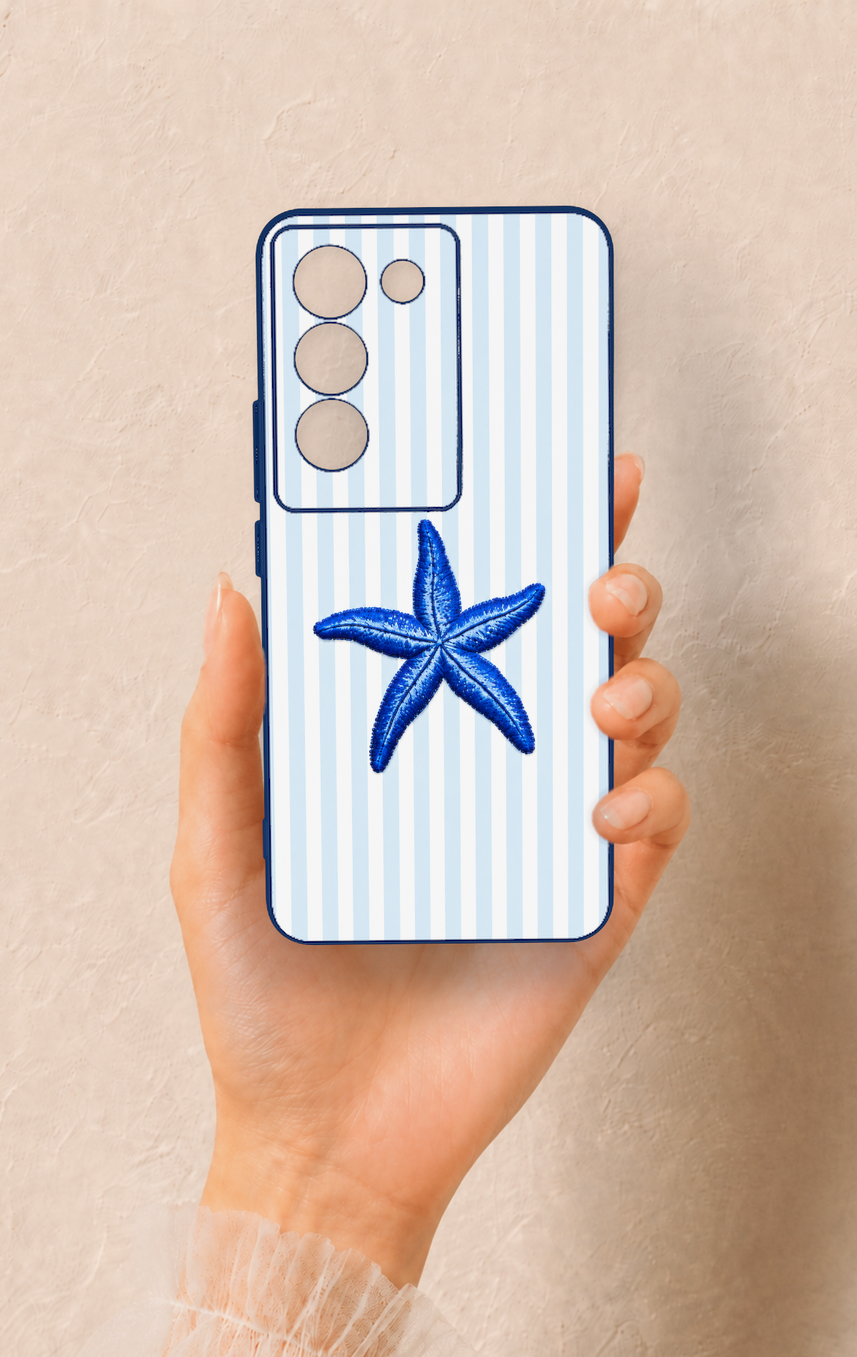 Vivo V30 Lite Uyumlu Mavi Deniz Yıldızı Desenli Silikon Kılıf