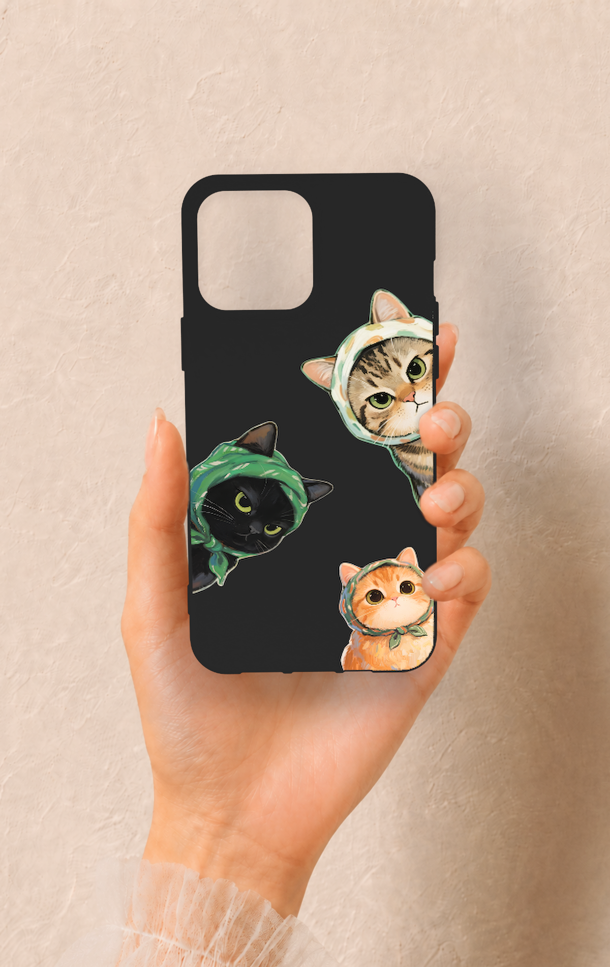iPhone 13 Pro Max Uyumlu Kedi Ekibi Desenli Silikon Kılıf
