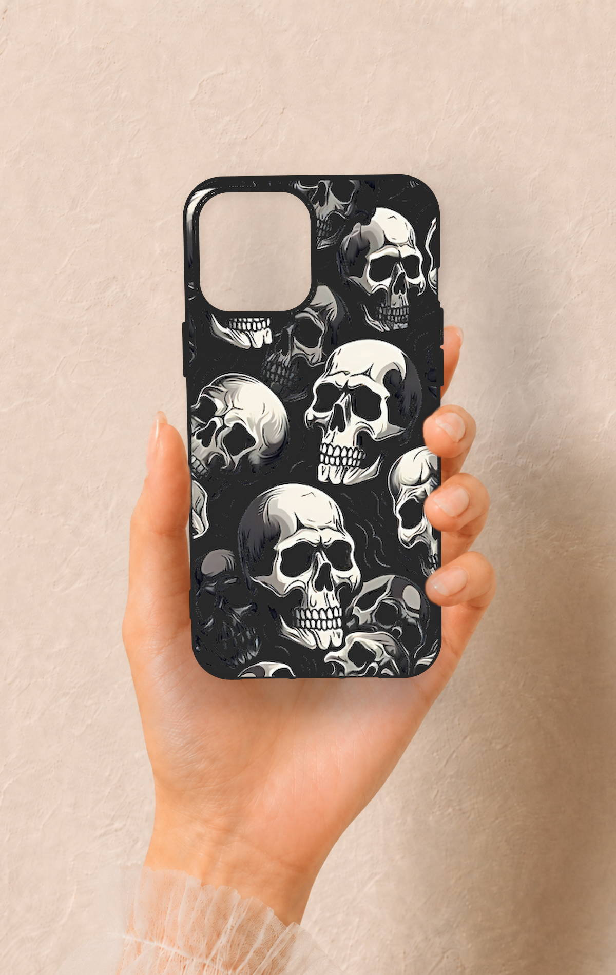 iPhone 12 Pro Max Uyumlu Kuru Kafa Desenli Silikon Kılıf