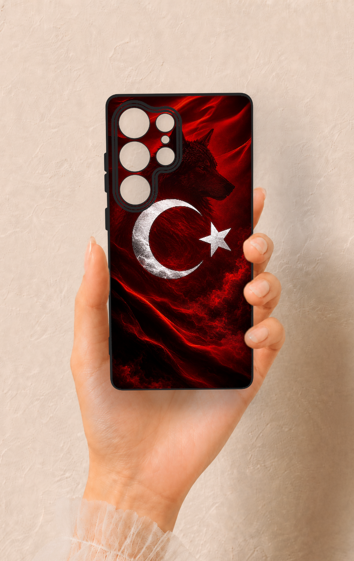 Samsung S25 Ultra Uyumlu Kurt Türk Bayrağı Desenli Silikon Kılıf