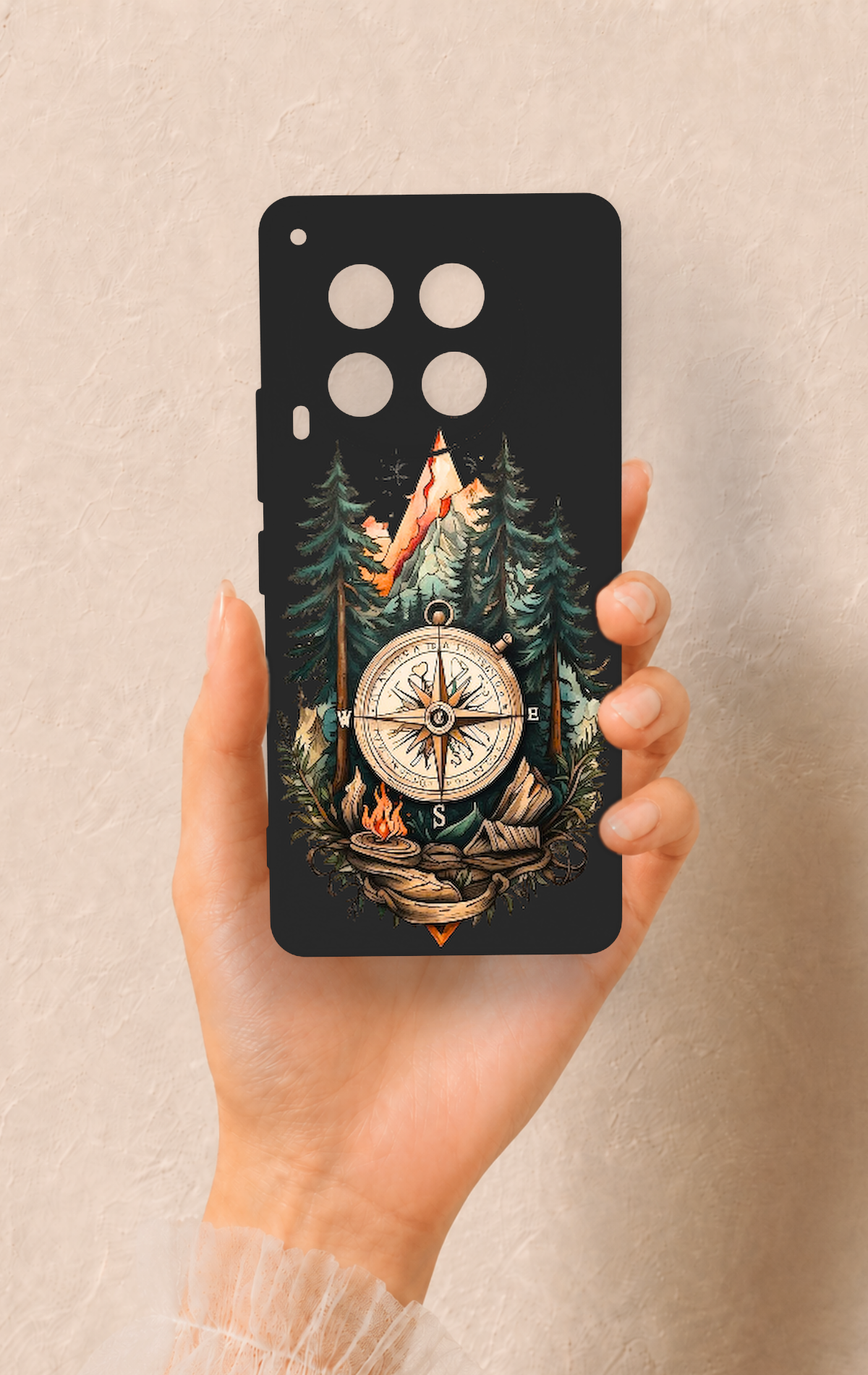 Tecno Camon 30 Uyumlu Pusula Orman Desenli Silikon Kılıf